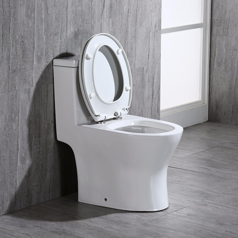  WOODBRIDGEBath T-0031 WOODBRIDGE T-0031 Short Compact Tiny One Piece Toilet with Soft Closing Seat, Small Toilet_10888