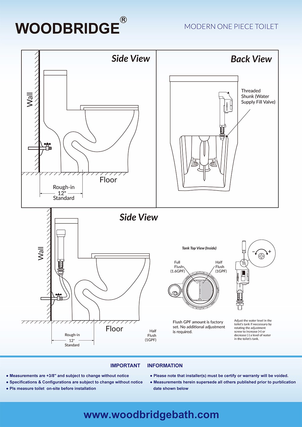  WOODBRIDGE Moder Design, Elongated One piece Toilet Dual flush 1.0/1.6 GPF,with Soft Closing Seat, white, T-0032_10789
