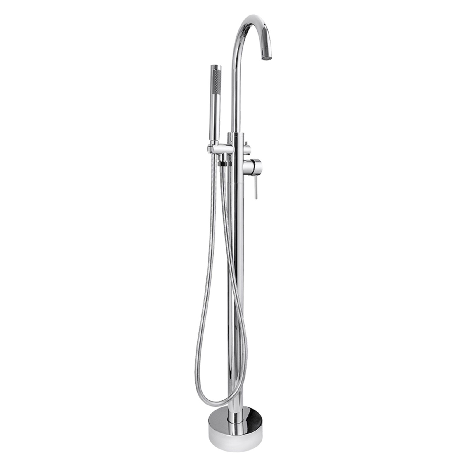  WOODBRIDGE F0002CHRD Contemporary Single Handle Floor Mount Freestanding Tub Filler Faucet with Hand shower in Chrome Finish._10682