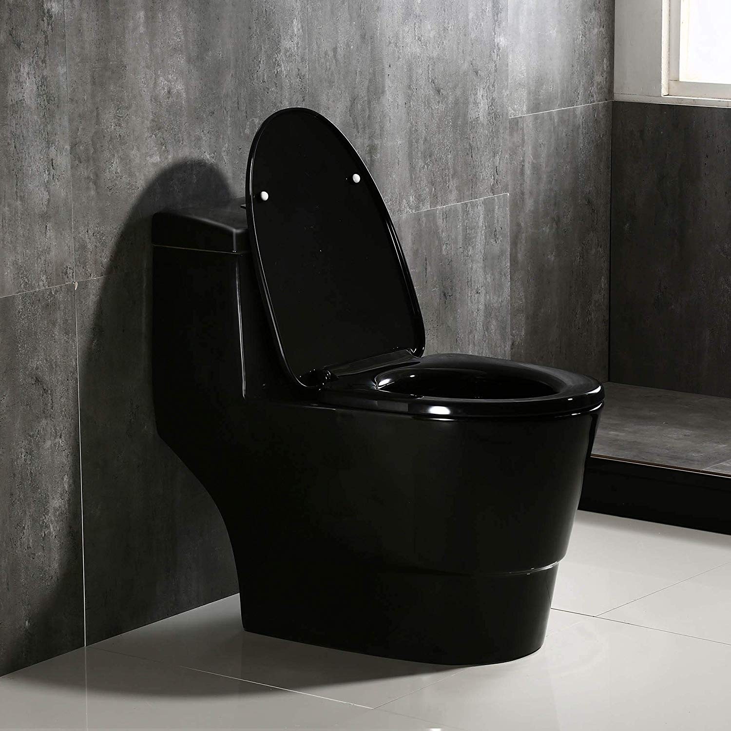  WOODBRIDGEE One Piece Toilet with Soft Closing Seat, Chair Height, 1.28 GPF Dual, Water Sensed, 1000 Gram MaP Flushing Score Toilet, B0941, Black_9906