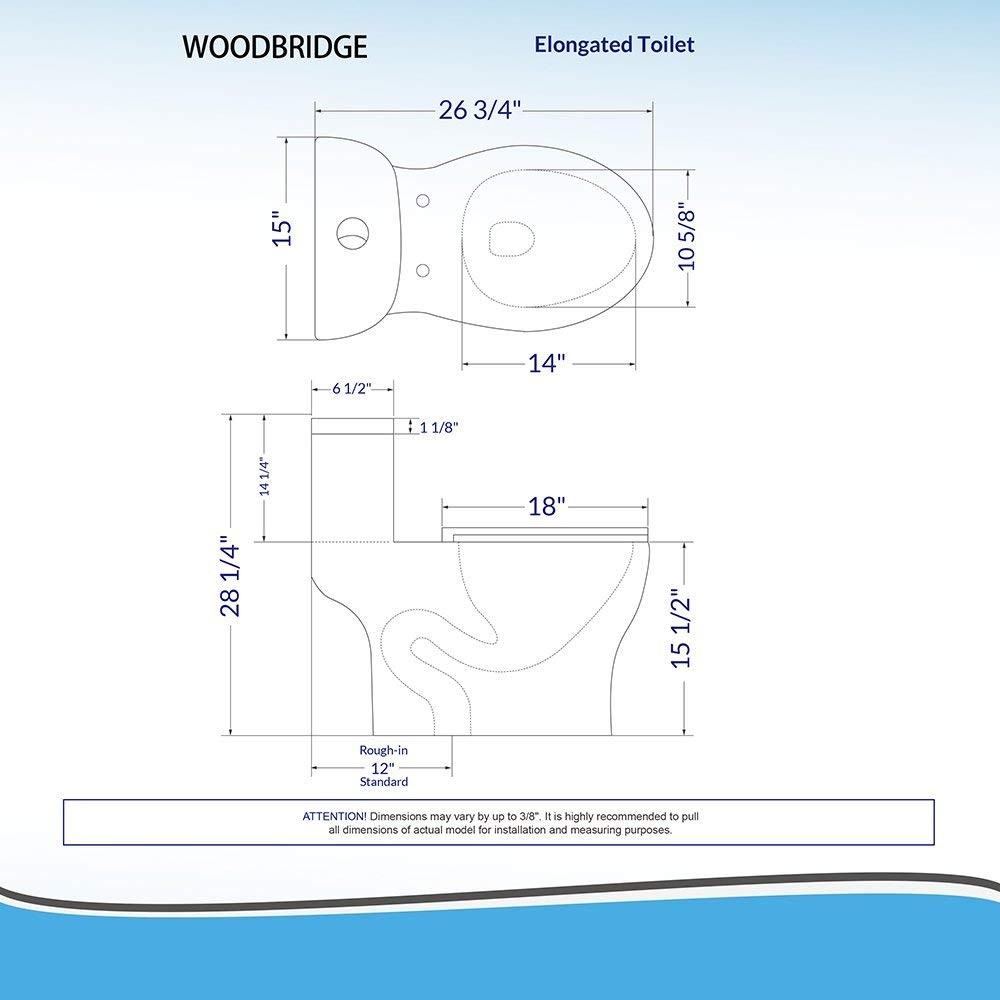  WOODBRIDGE B0933-2/T-0033L T-0033 Dual Flush Elongated One Piece Toilet with Soft Closing Seat, WHITE_9754