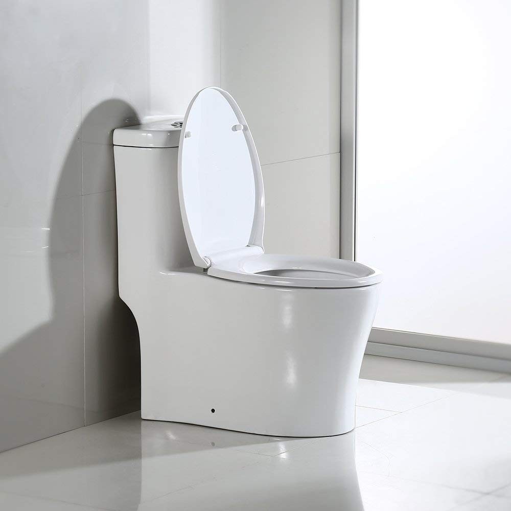  WOODBRIDGE B0933-2/T-0033L T-0033 Dual Flush Elongated One Piece Toilet with Soft Closing Seat, WHITE_9755