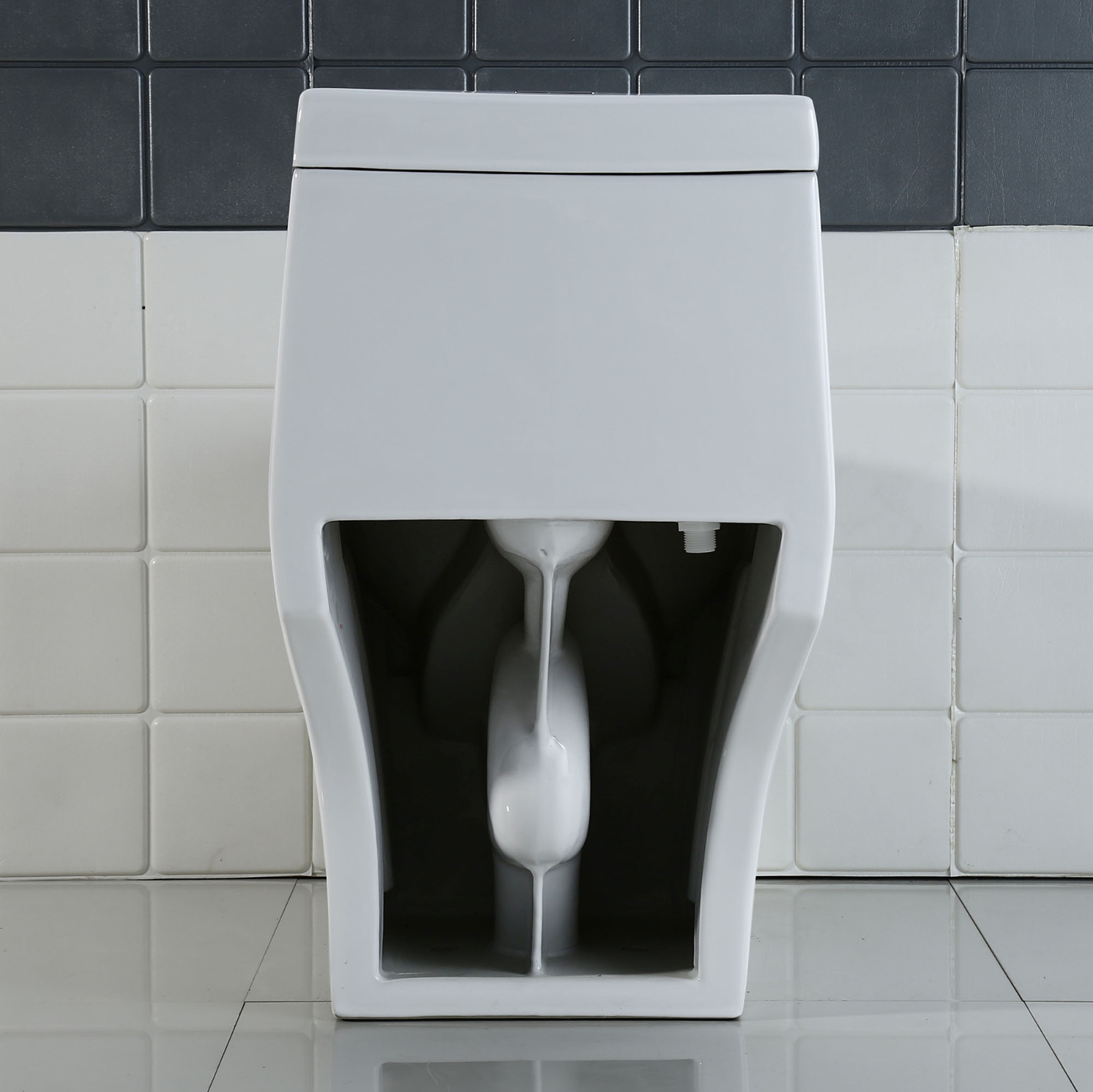  WOODBRIDGE T-0019, Dual Flush Elongated One Piece Toilet with Soft Closing Seat, Chair Height, Water Sense, High-Efficiency, T-0019 Rectangle Button_9923