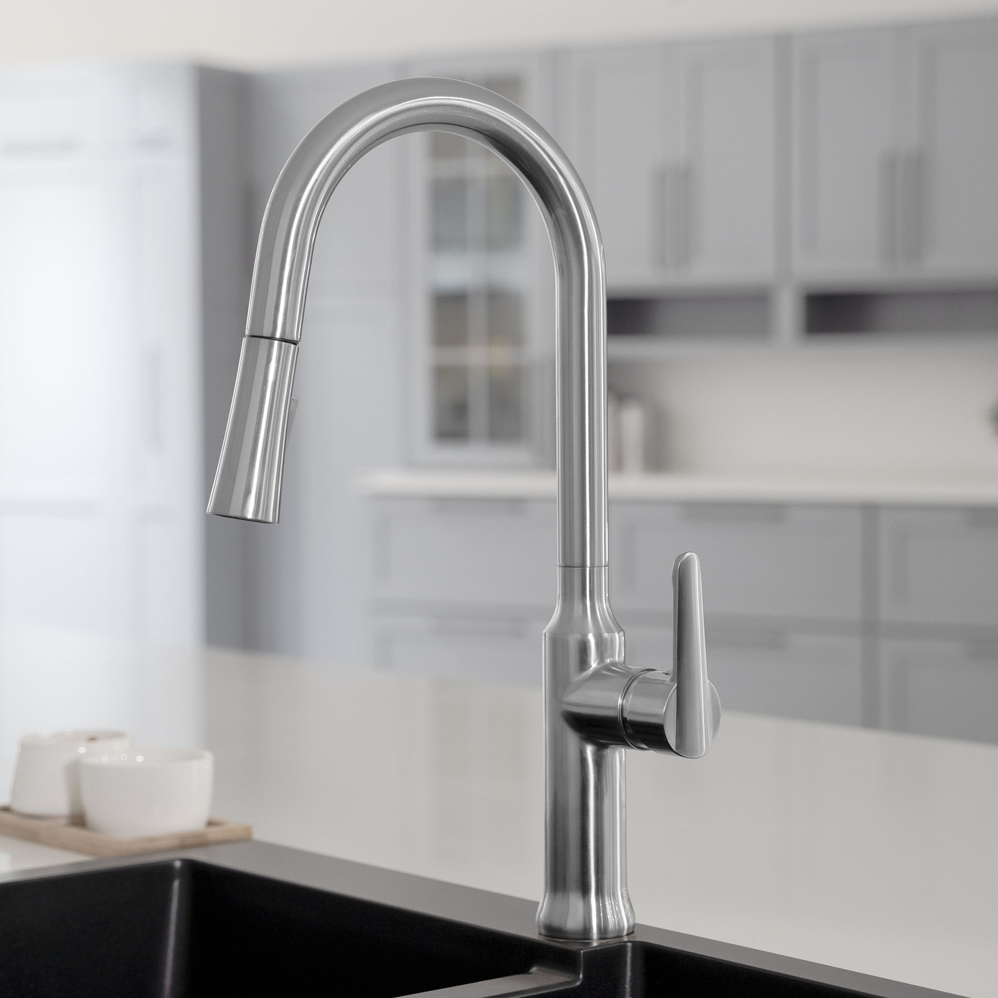 WOODBRIDGE WK030102CH Stainless Steel Single Handle Pre-Rinse Kitchen Faucet with Pull Down Sprayer, Chrome Finish