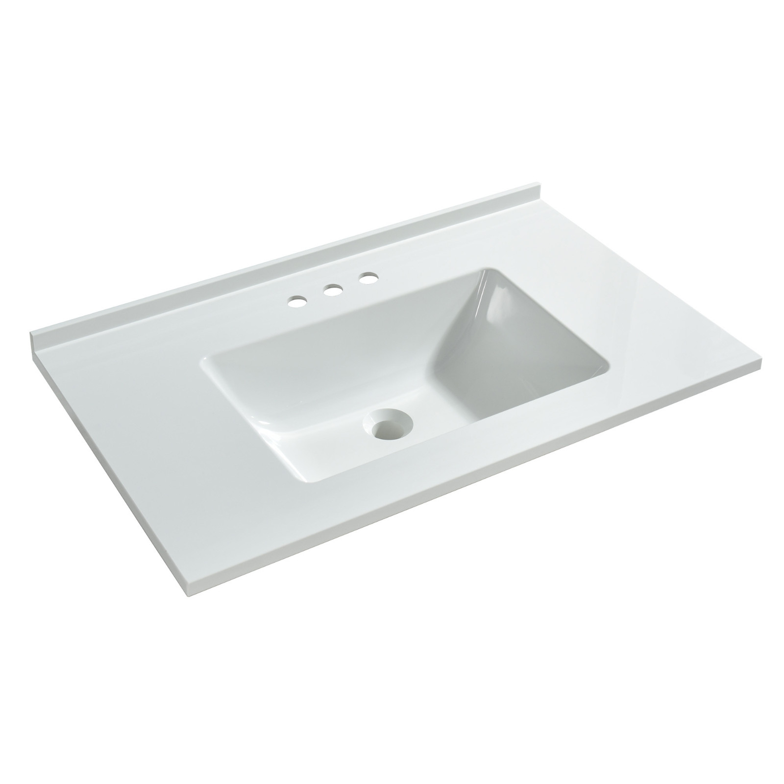  WOODBRIDGE VT3119-1000 Solid Surface Vanity Top with with Intergrated Sink and 3 Faucet Holes for 4-Inch Centerset Faucet, 31