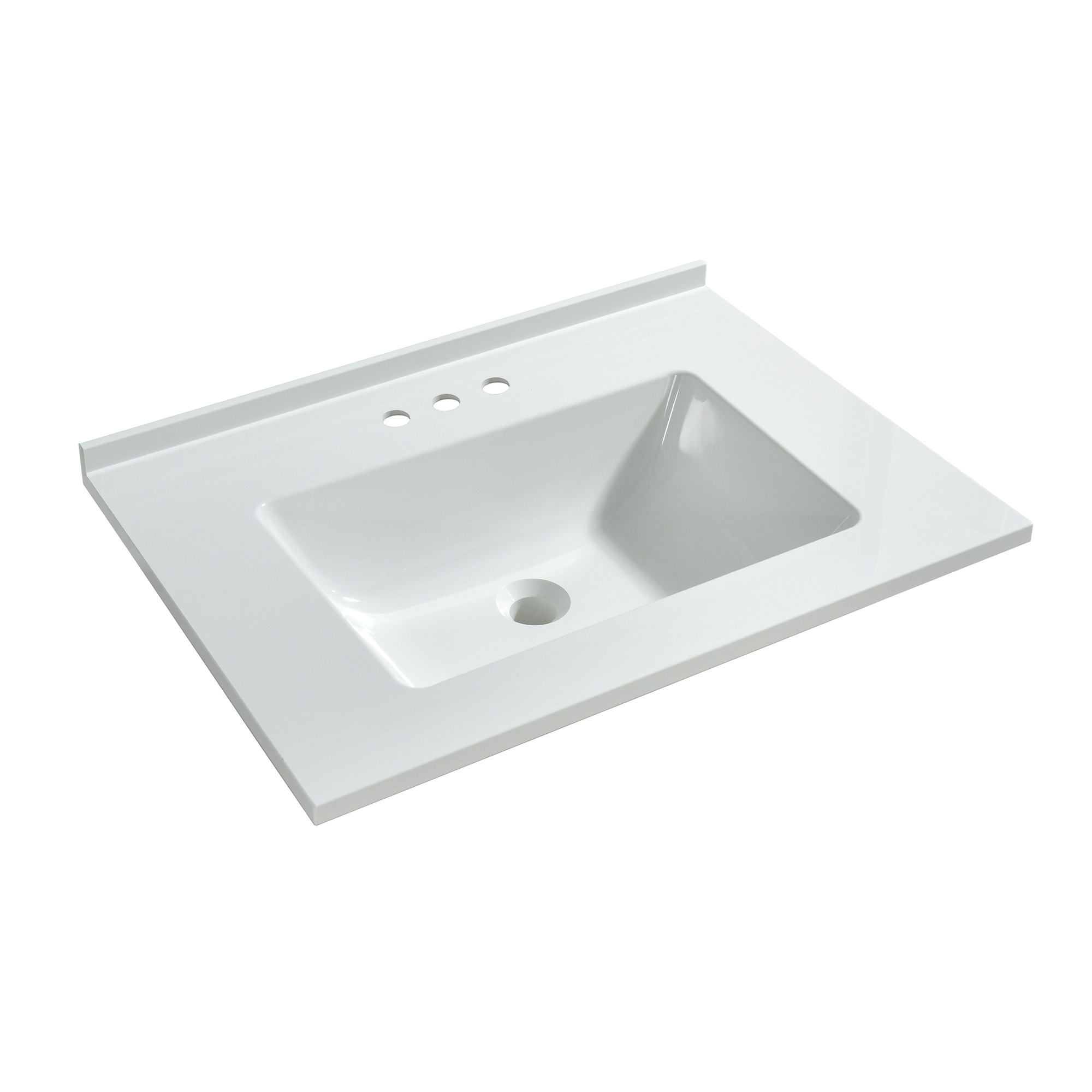 WOODBRIDGE VT2519-1000 Solid Surface Vanity Top with with Intergrated Sink and 3 Faucet Holes for 4-Inch Centerset Faucet, 25