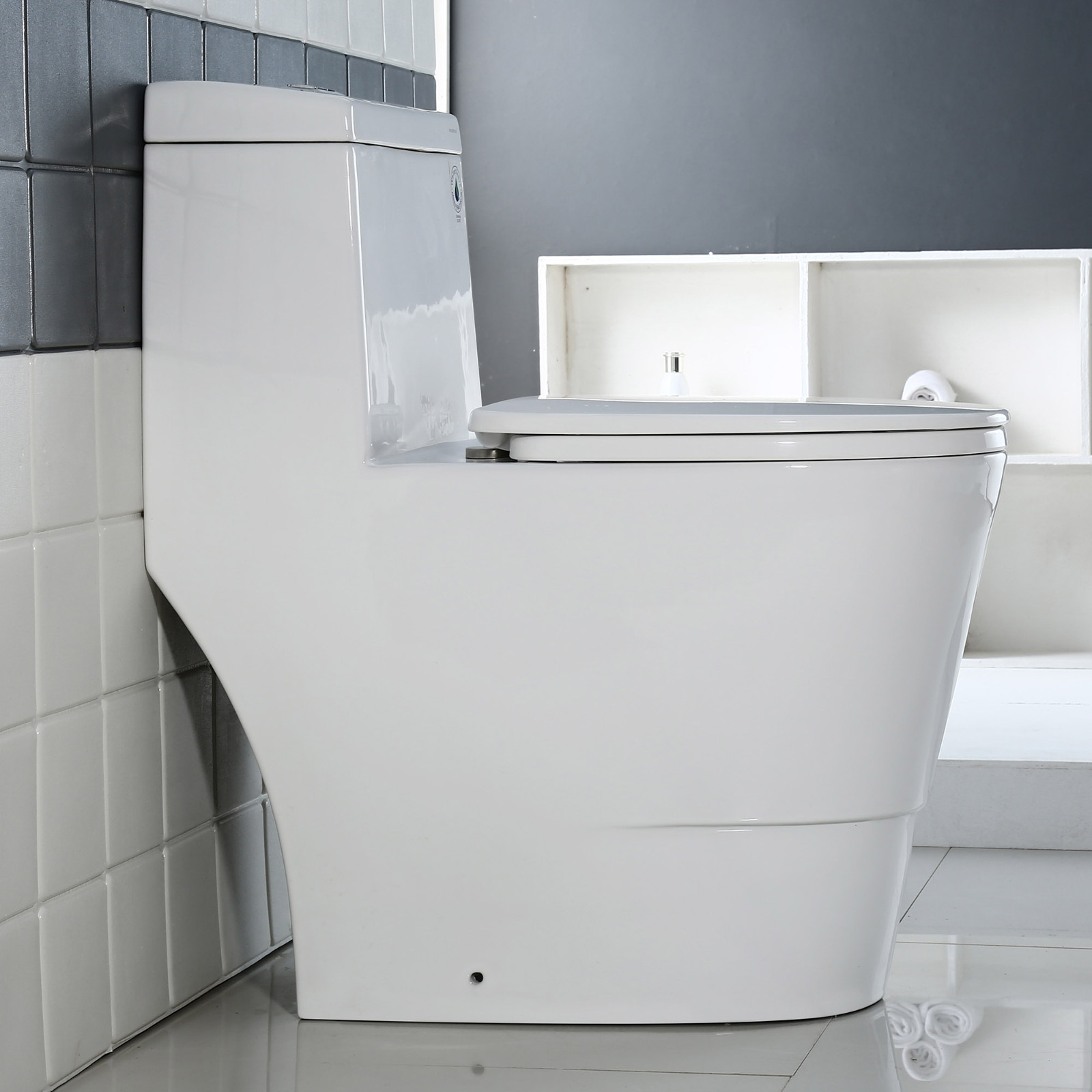  WOODBRIDGE  One Piece Dual Flush 1.0/1.6 Gpf,with Soft Closing Seat, White, Elongated Toilet, B0910/T-0035, Convenient 20