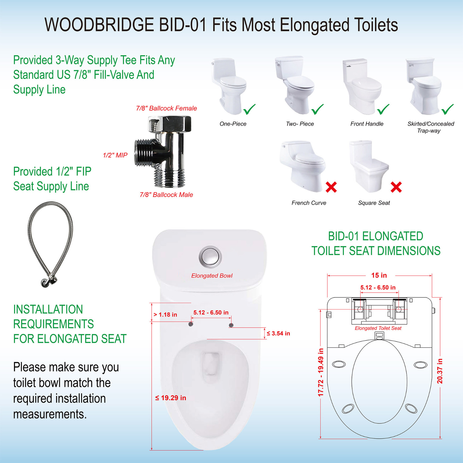  WOODBRIDGE BID01 Advanced Bidet Smart Toilet Seat, White_10877
