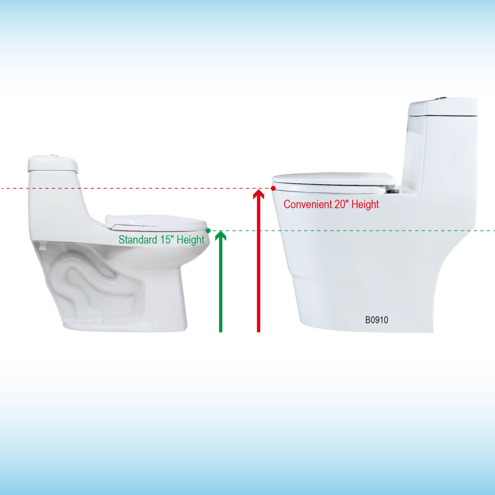  WOODBRIDGE  One Piece Dual Flush 1.0/1.6 Gpf,with Soft Closing Seat, White, Elongated Toilet, B0910/T-0035, Convenient 20