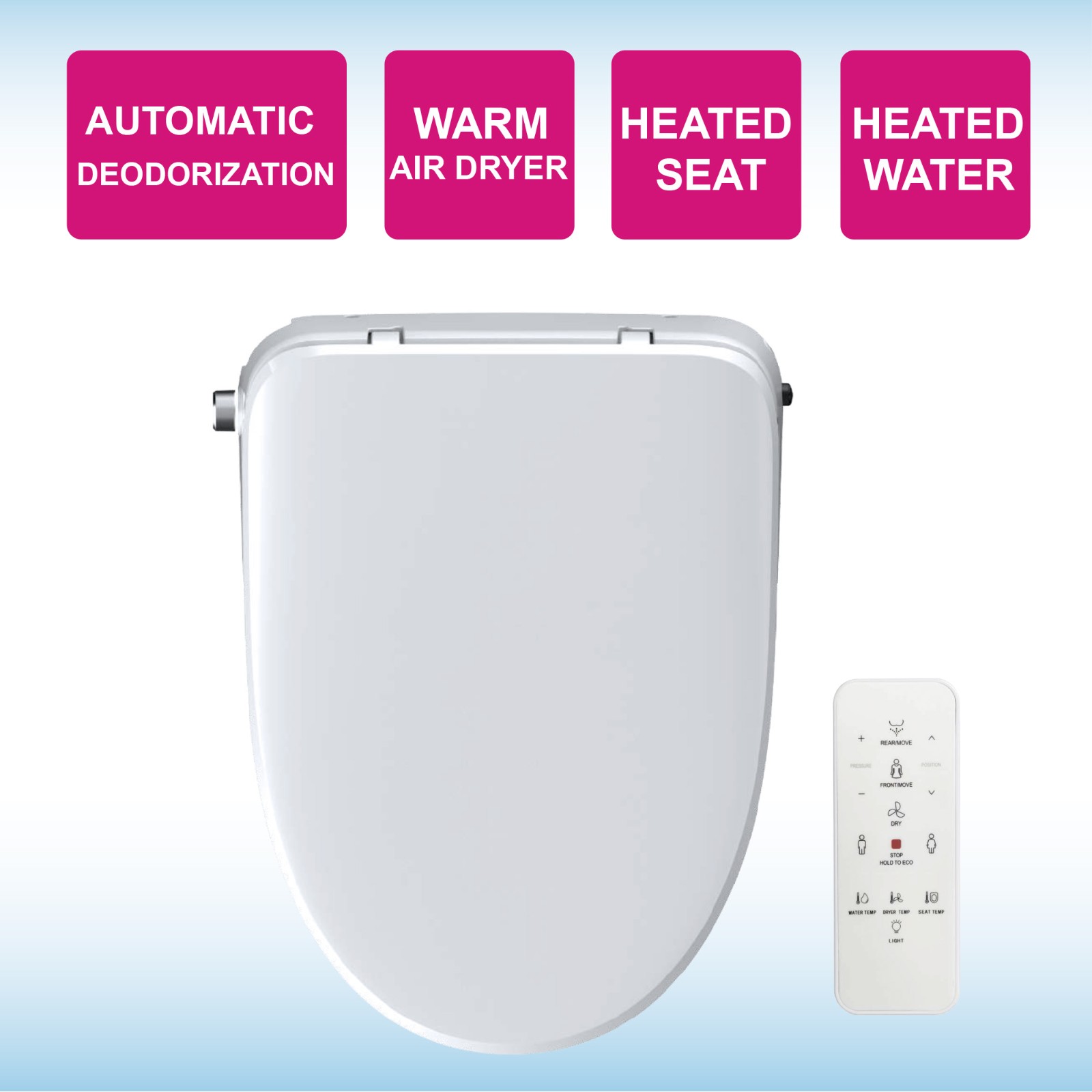 WOODBRIDGE Elongated Smart Bidet Toilet Seat, Electronic Advanced Self Cleaning, SoftClose Lid, Automatic Deodorization, Model: BID 02_9027