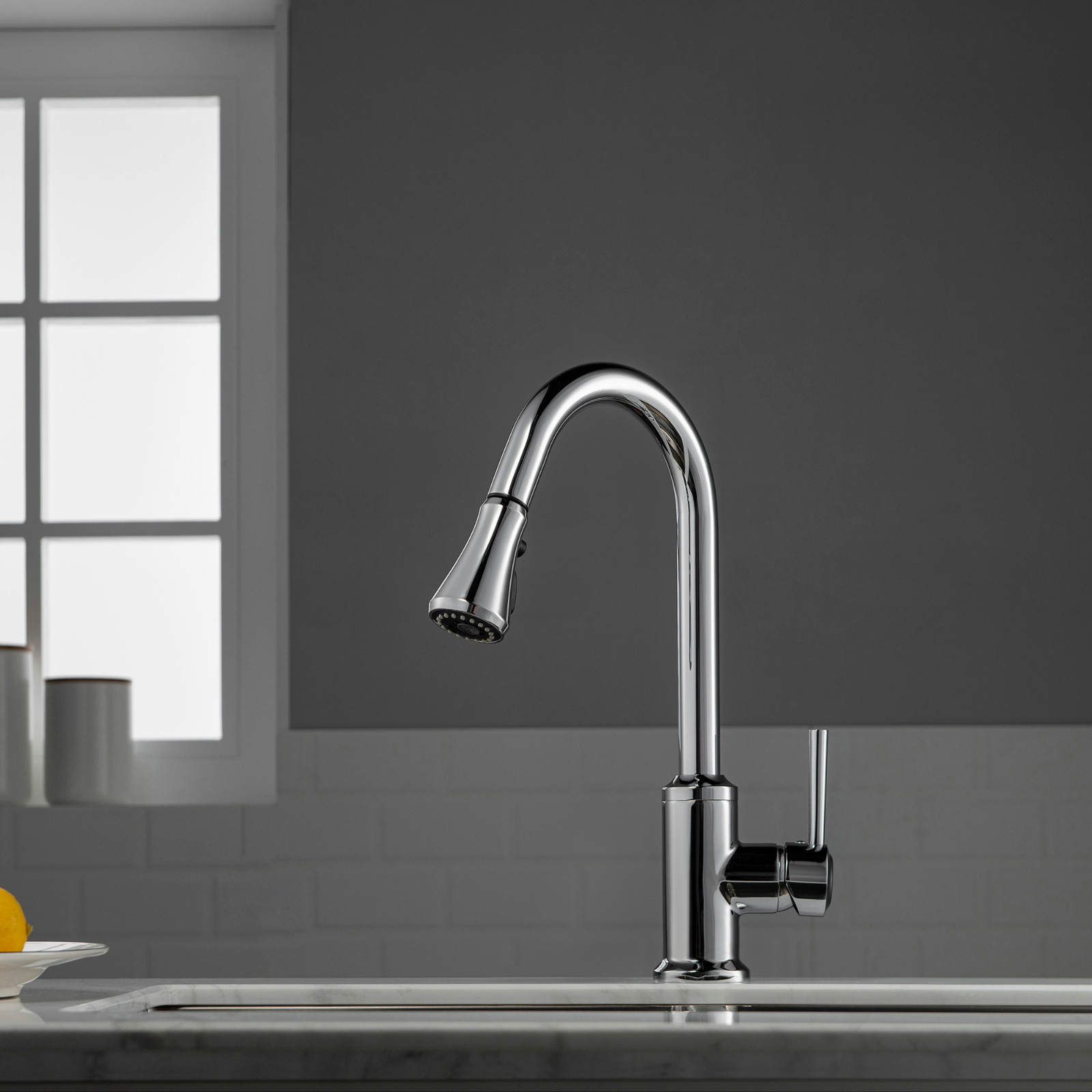 WOODBRIDGE WK101201CH Stainless Steel Single Handle Pull Down Kitchen Faucet in Chrome Finish._9019