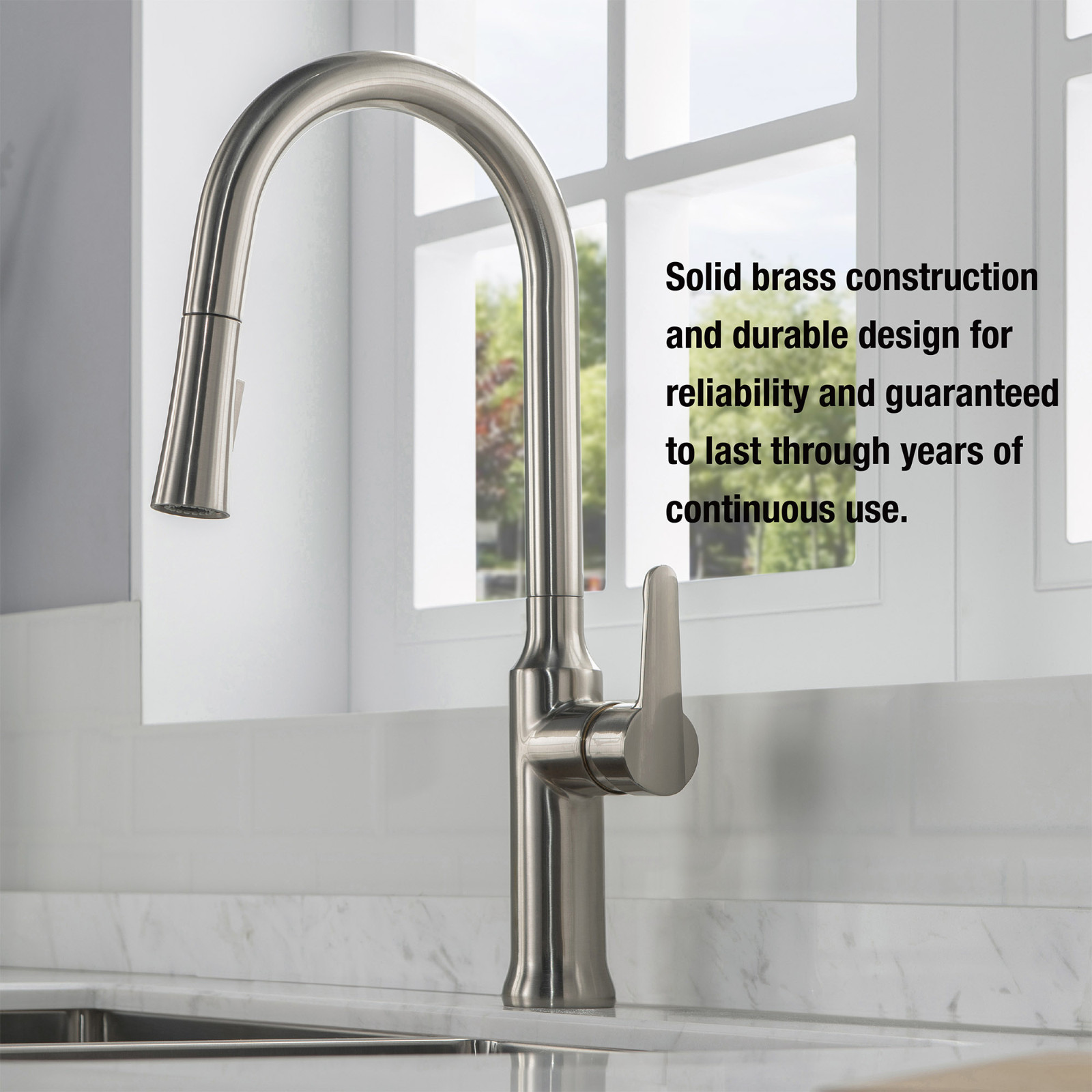  WOODBRIDGE WK030102BN Stainless Steel Single Handle Pre-Rinse Kitchen Faucet with Pull Down Sprayer, Brushed Nickel Finish_9410