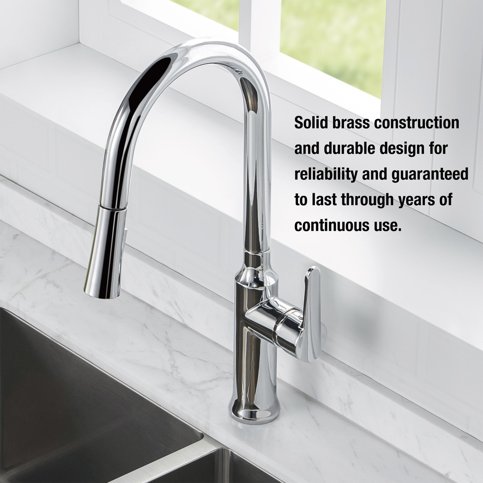  WOODBRIDGE WK030102CH Stainless Steel Single Handle Pre-Rinse Kitchen Faucet with Pull Down Sprayer, Chrome Finish_9426