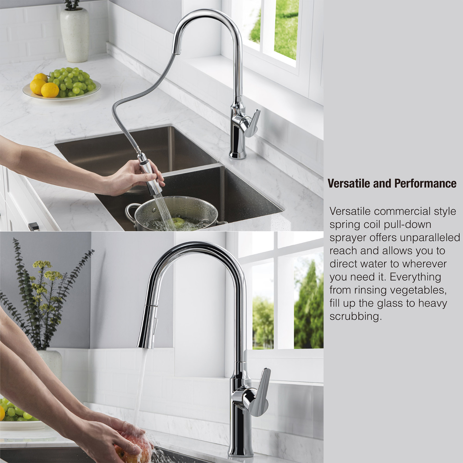  WOODBRIDGE WK030102CH Stainless Steel Single Handle Pre-Rinse Kitchen Faucet with Pull Down Sprayer, Chrome Finish_9427