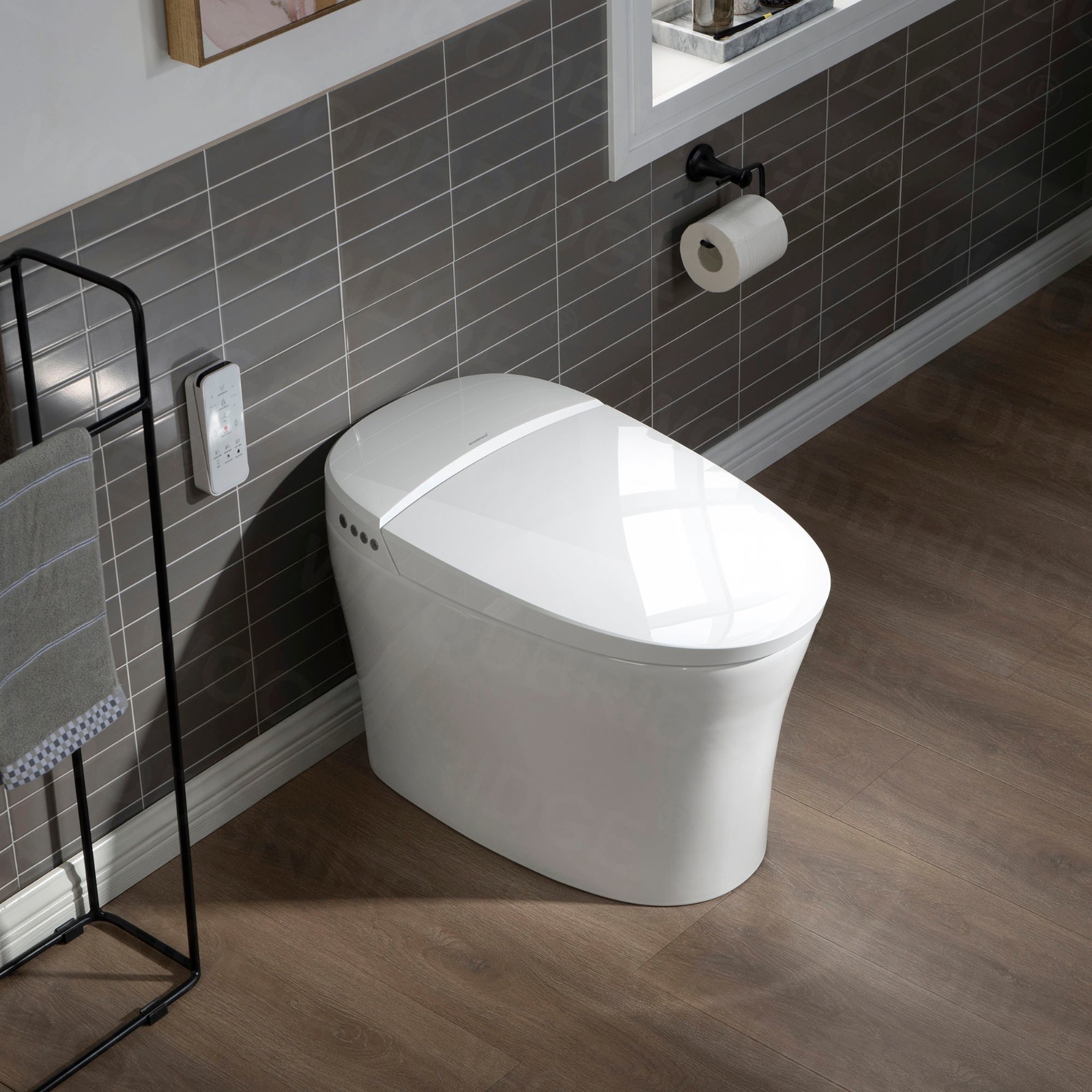  WOODBRIDGE B0970S-1.0(no foot sensor) Smart Bidet Toilet Elongated One Piece Modern Design, Heated Seat with Integrated Multi Function Remote Control, White_8441