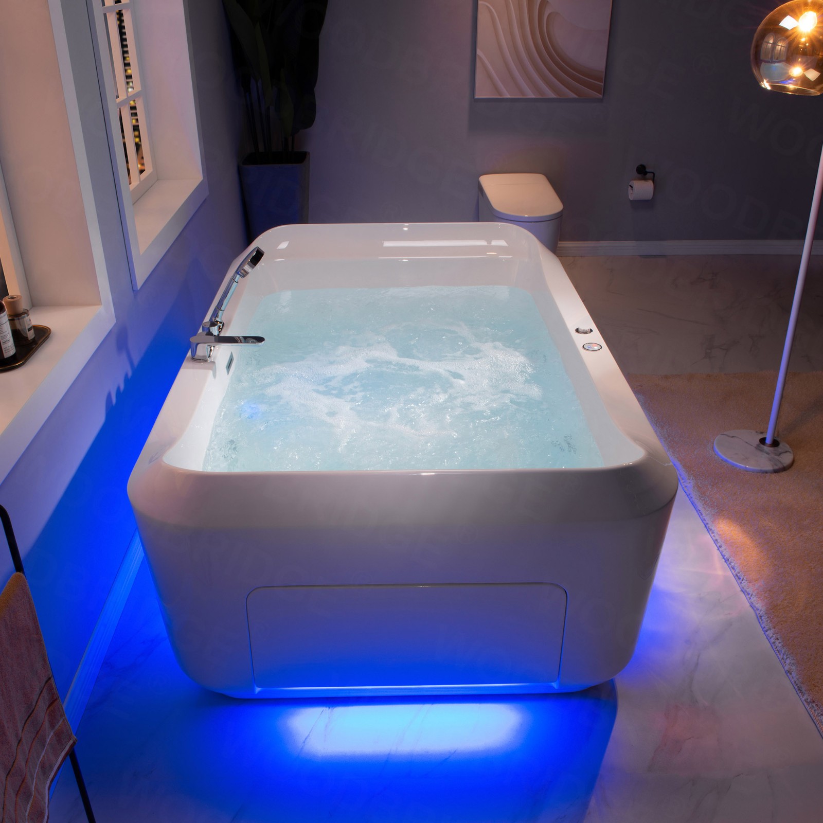  2 Person Freestanding Massage Hydrotherapy Bathtub Tub Hot Tub Spa, with Inline Heater. BTS-0091_9096