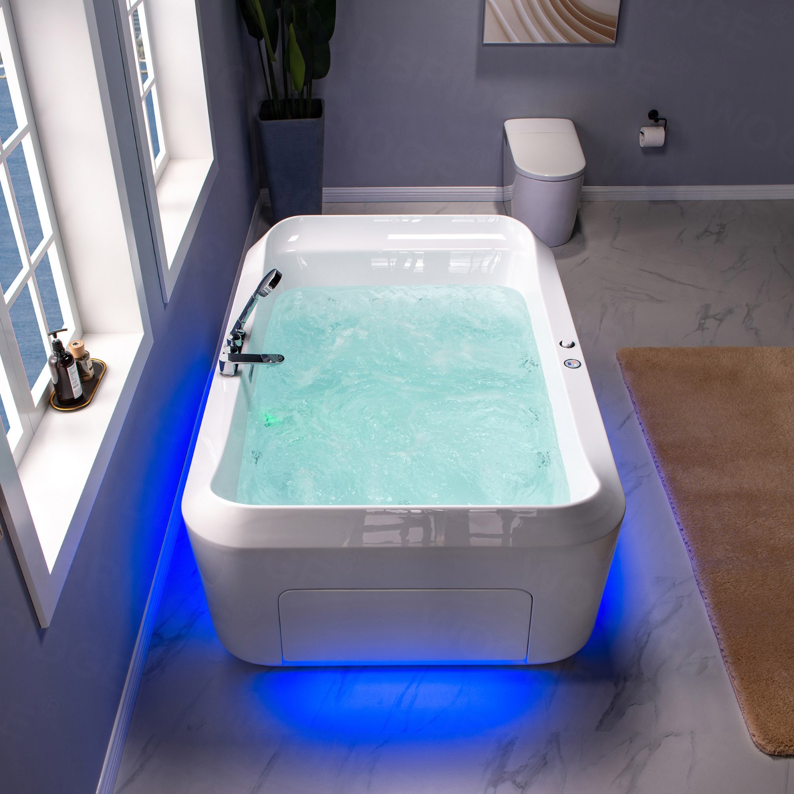  2 Person Freestanding Massage Hydrotherapy Bathtub Tub Hot Tub Spa, with Inline Heater. BTS-0091_9097