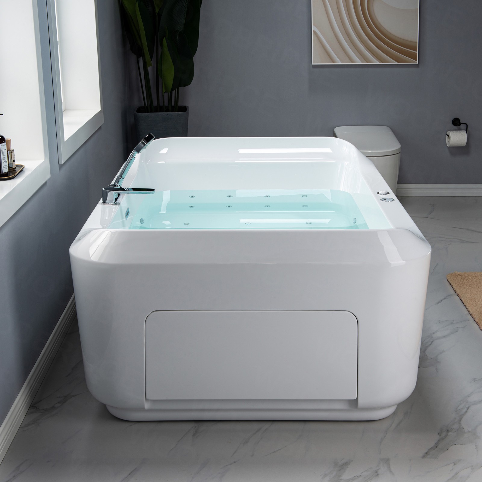  2 Person Freestanding Massage Hydrotherapy Bathtub Tub Hot Tub Spa, with Inline Heater. BTS-0091_9101