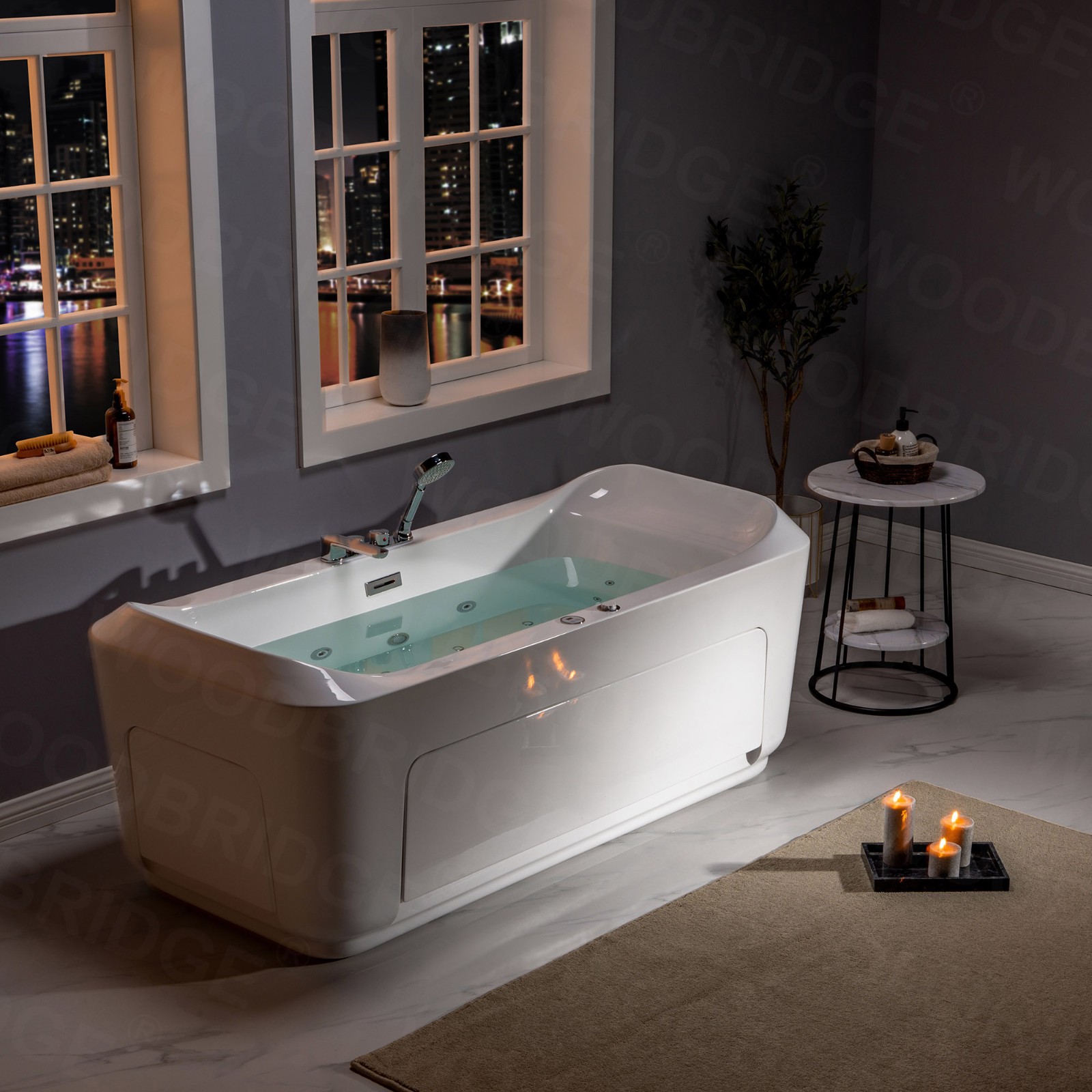  1 Person Freestanding Massage Hydrotherapy Bathtub Tub Hot Tub Spa, with Inline Heater. BTS-0092_9080