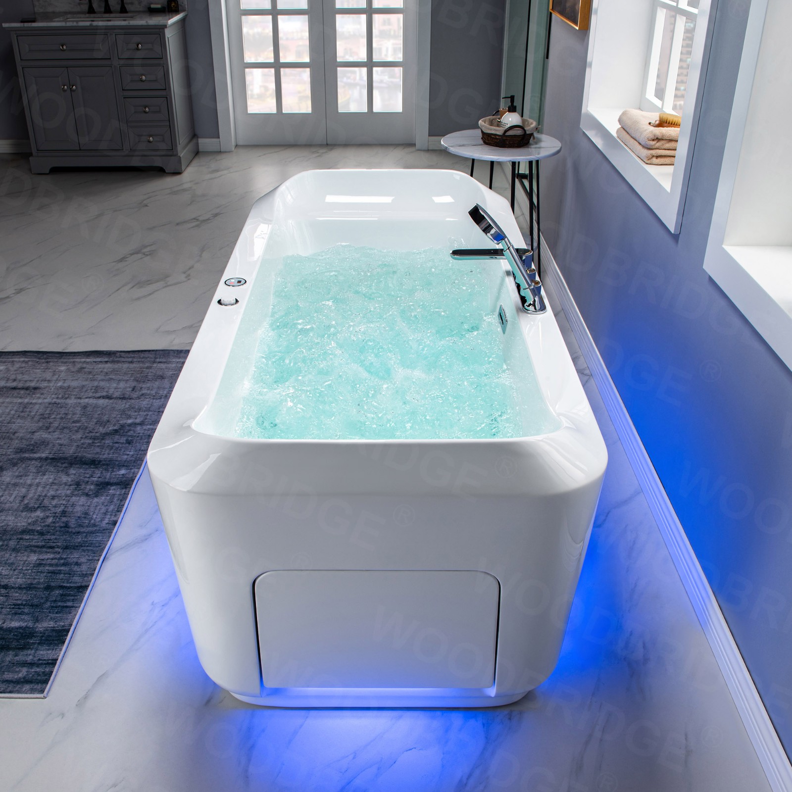 1 Person Freestanding Massage Hydrotherapy Bathtub Tub Hot Tub Spa, with Inline Heater. BTS-0092_9088