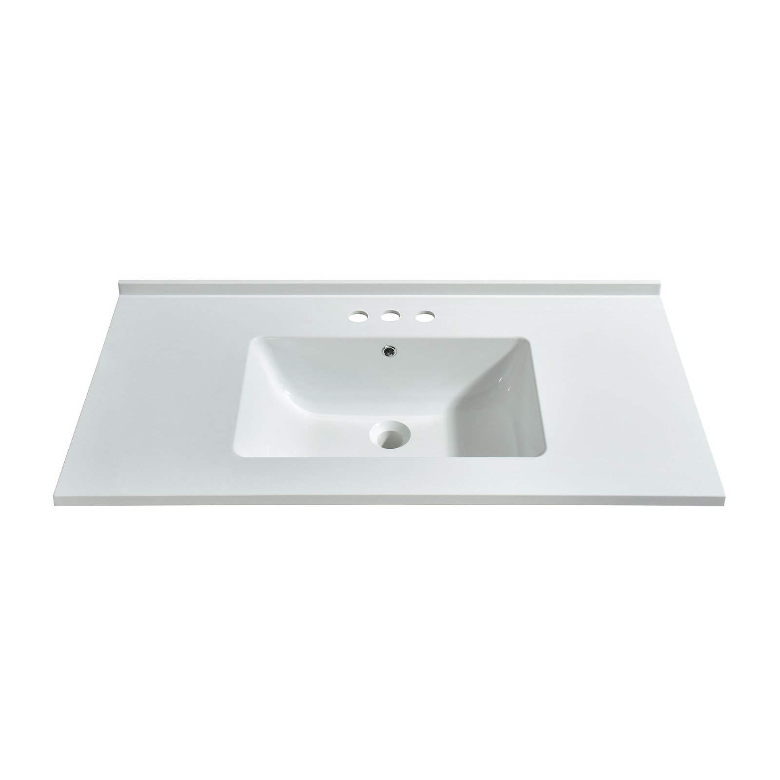  WOODBRIDGE VT3722-1008 Solid Surface Vanity Top with with Intergrated Sink and 3 Faucet Holes for 8 inch Widespread Faucet, 37