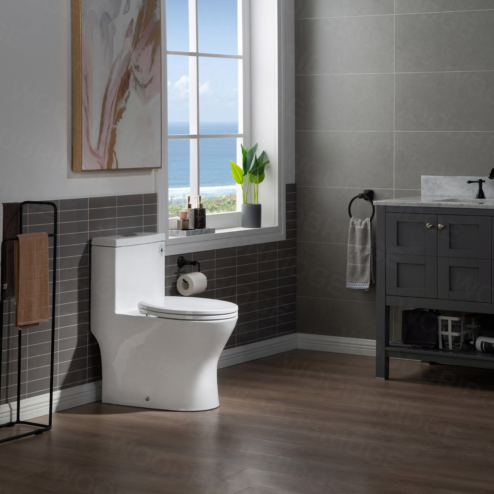  WOODBRIDGEBath T-0031 WOODBRIDGE T-0031 Short Compact Tiny One Piece Toilet with Soft Closing Seat, Small Toilet(2 -Pack)_6511