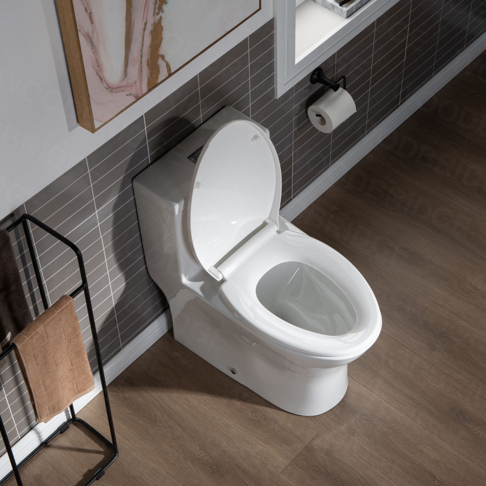 WOODBRIDGE Moder Design, Elongated One piece Toilet Dual flush 1.0/1.6 GPF,with Soft Closing Seat, white, T-0032(2 -Pack)_6487