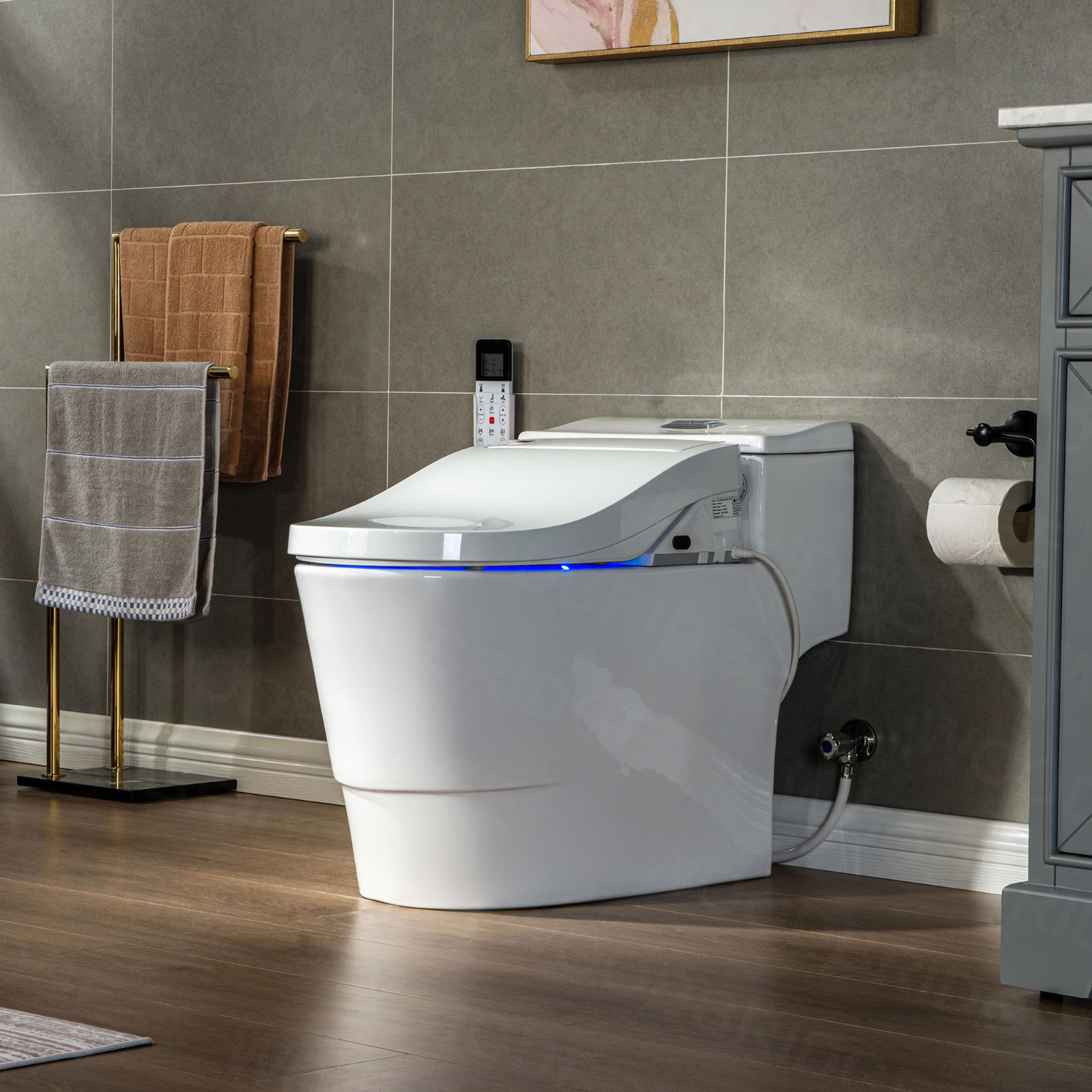  WOODBRIDGE Toilet & Bidet Luxury Elongated One Piece Advanced Smart Seat with Temperature Controlled Wash Functions and Air Dryer, Toilet with Bidet. T-0737, Bidet & Toilet_9718
