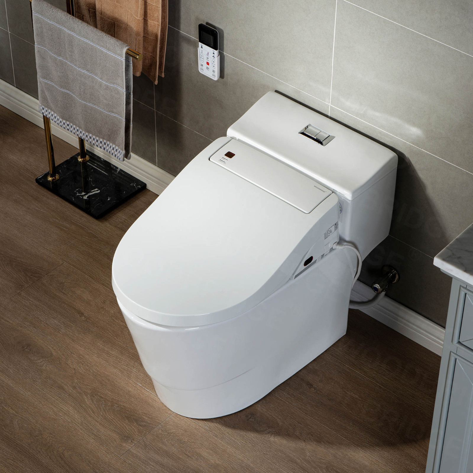  WOODBRIDGE Toilet & Bidet Luxury Elongated One Piece Advanced Smart Seat with Temperature Controlled Wash Functions and Air Dryer, Toilet with Bidet. T-0737, Bidet & Toilet_9723