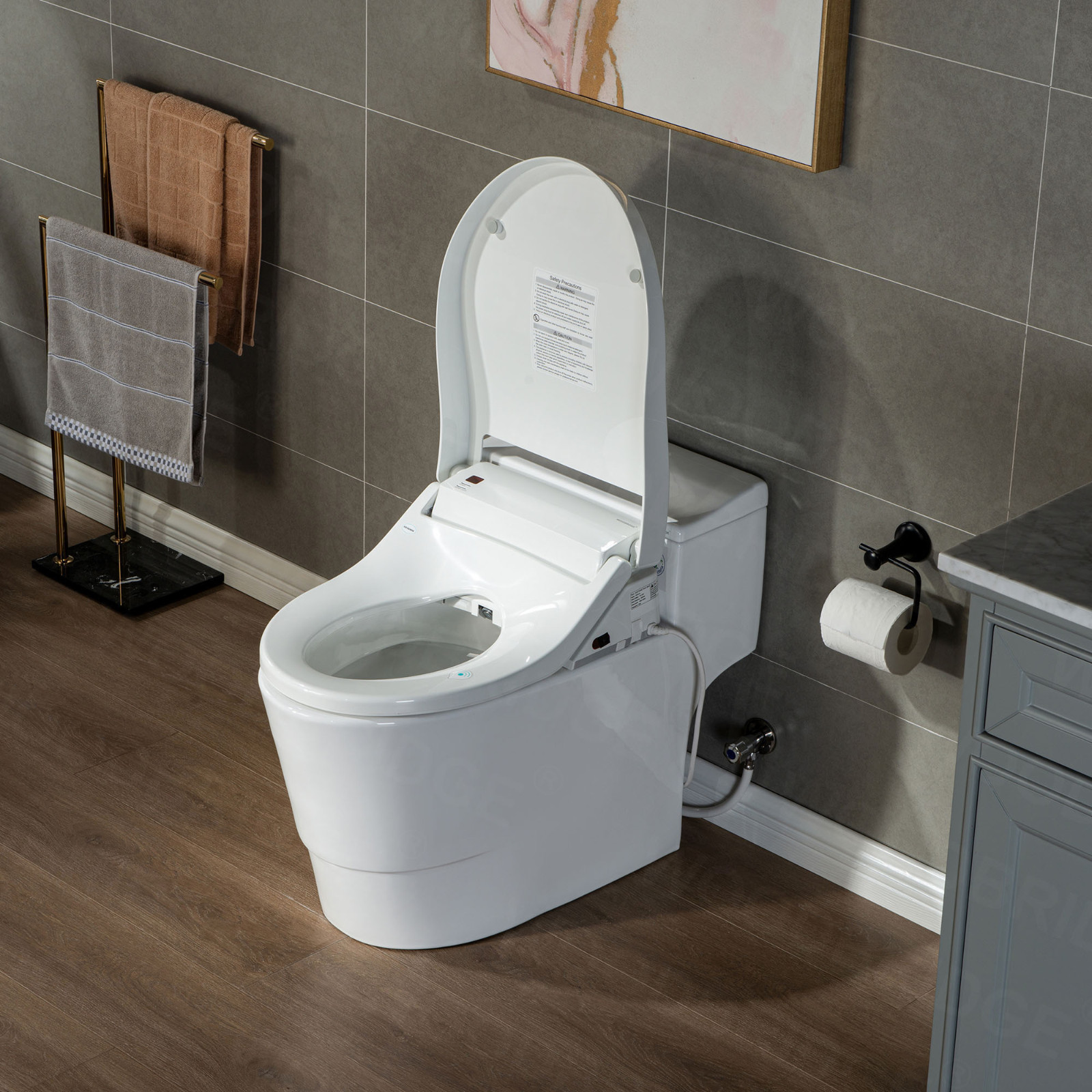  WOODBRIDGE Toilet & Bidet Luxury Elongated One Piece Advanced Smart Seat with Temperature Controlled Wash Functions and Air Dryer, Toilet with Bidet. T-0737, Bidet & Toilet_9727