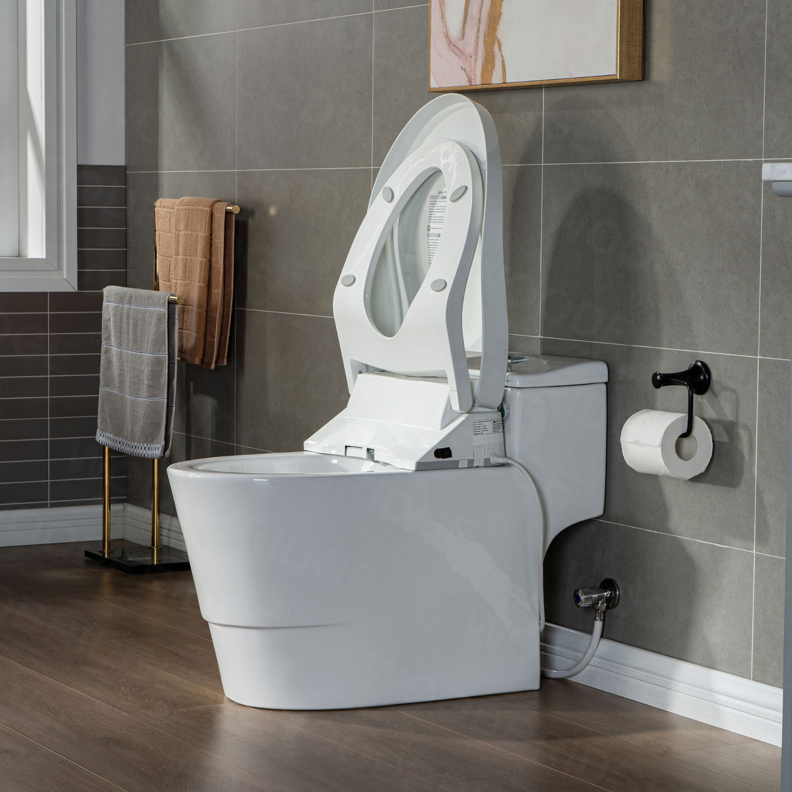  WOODBRIDGE Toilet & Bidet Luxury Elongated One Piece Advanced Smart Seat with Temperature Controlled Wash Functions and Air Dryer, Toilet with Bidet. T-0737, Bidet & Toilet_9729