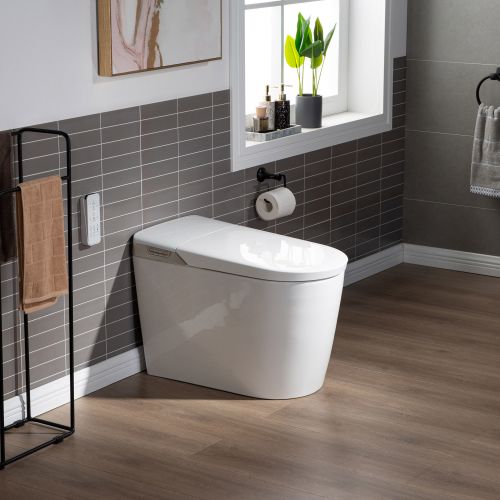 WOODBRIDGE B0980S Intelligent Smart Toilet, Open & Close, Auto Flush,Heated Integrated Multi Function Remote Control, with Advance Bidet and Soft Closing Seat, White