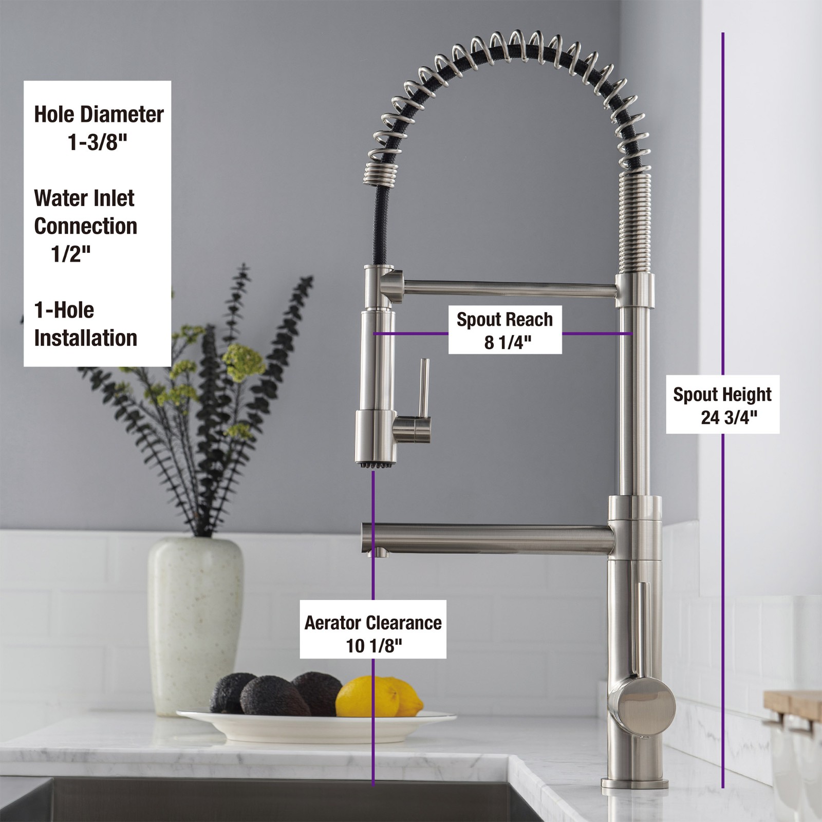  WOODBRIDGE WK060501BN Stainless Steel Single Handle Pre-Rinse Pull Down Kitchen Faucet and Pot Filler in Brushed Nickel Finish._5233