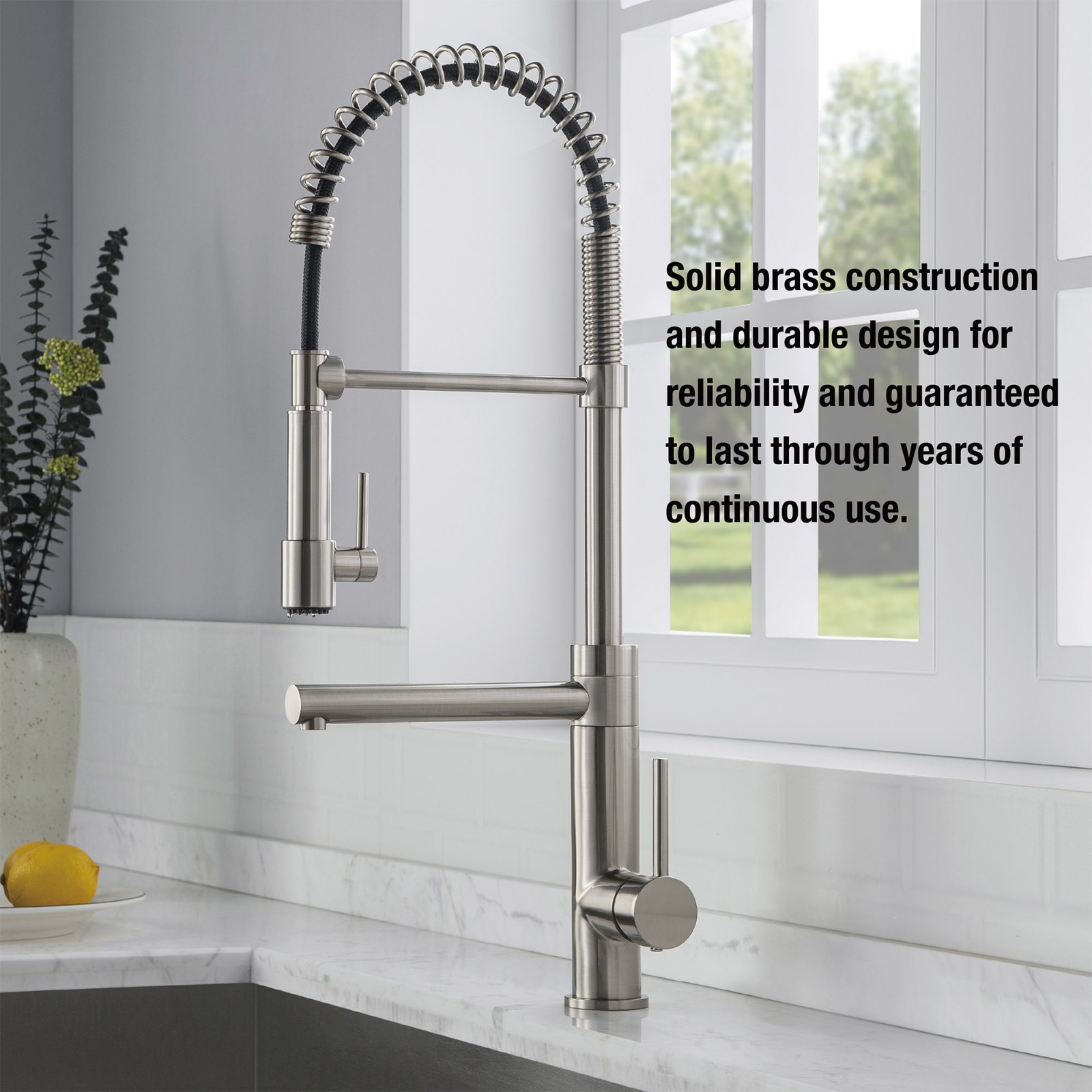 WOODBRIDGE WK060501BN Stainless Steel Single Handle Pre-Rinse Pull Down Kitchen Faucet and Pot Filler in Brushed Nickel Finish._5234