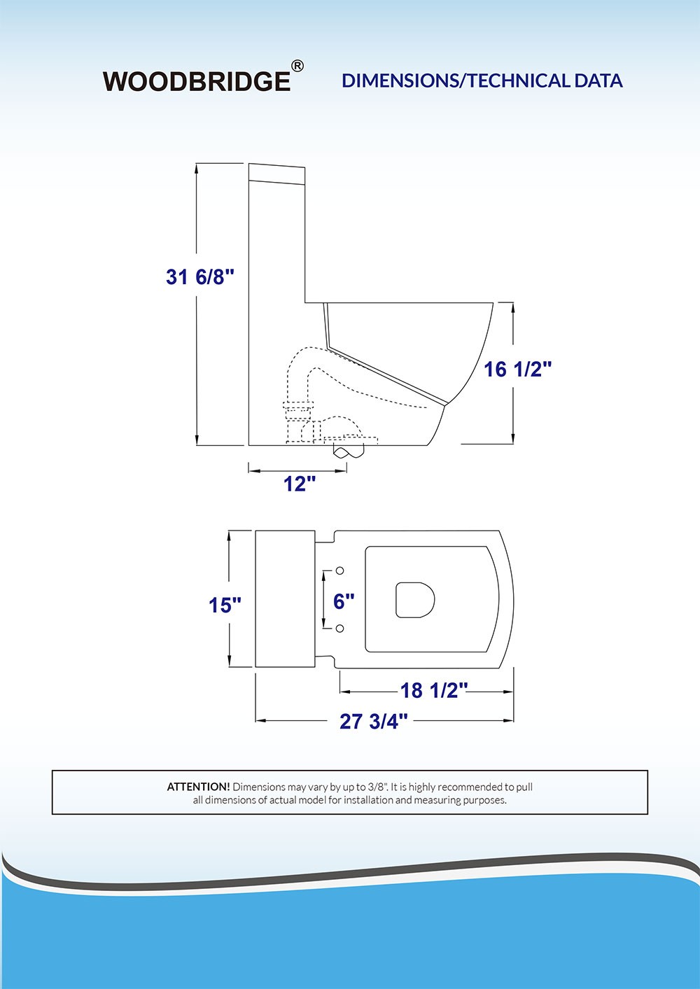  WOODBRIDGE B-0920-A Modern One-Piece Elongated Square toilet with Solf Closed Seat and Hand Free Touchless Sensor Flush Kit, White_5453