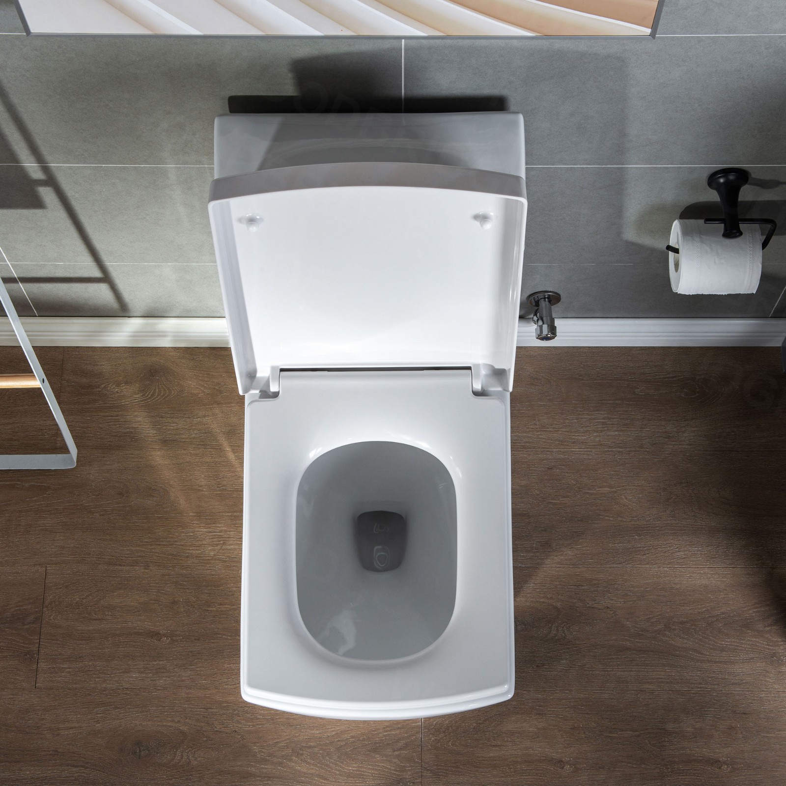  WOODBRIDGE B-0920-A Modern One-Piece Elongated Square toilet with Solf Closed Seat and Hand Free Touchless Sensor Flush Kit, White_5456