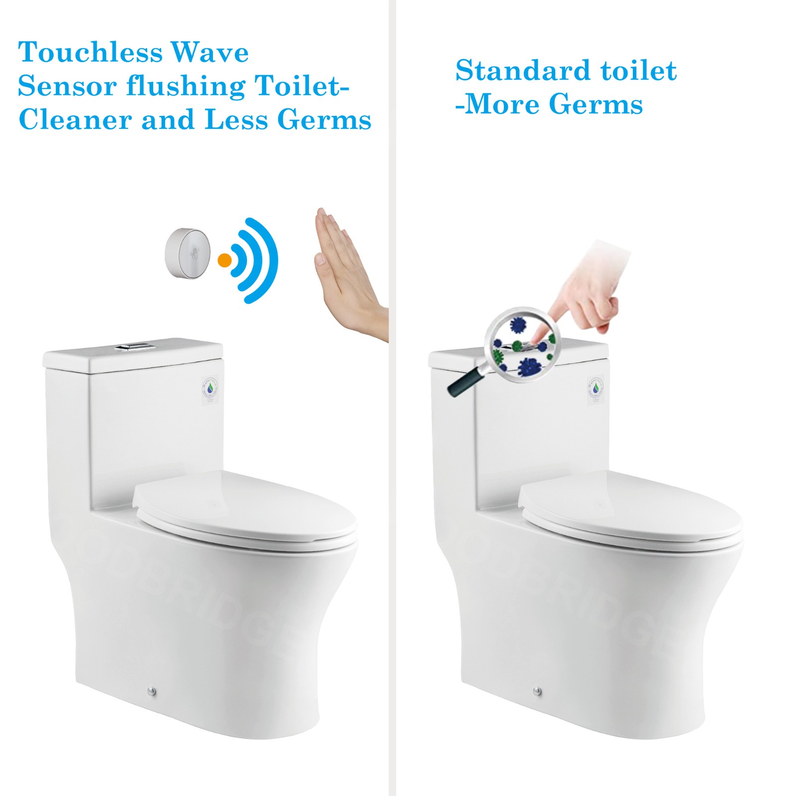  WOODBRIDGE B-0750-A Modern One-Piece Elongated toilet with Solf Closed Seat and Hand Free Touchless Sensor Flush Kit, White_5467