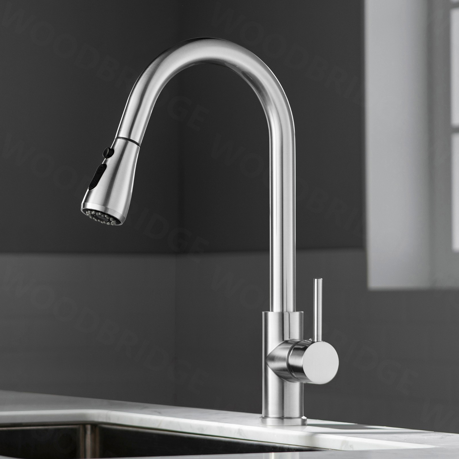  WOODBRIDGE WK090802CH Single Handle Pull Down Kitchen Faucet in Polished Chrome Finish._5026