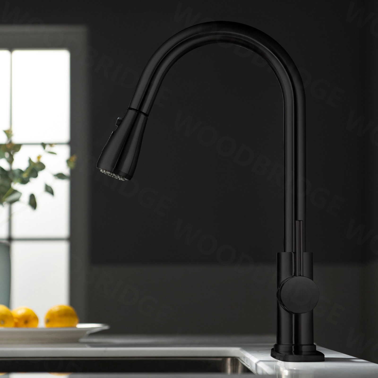  WOODBRIDGE WK090802BL Single Handle Pull Down Kitchen Faucet in Matte Black Finish._5005