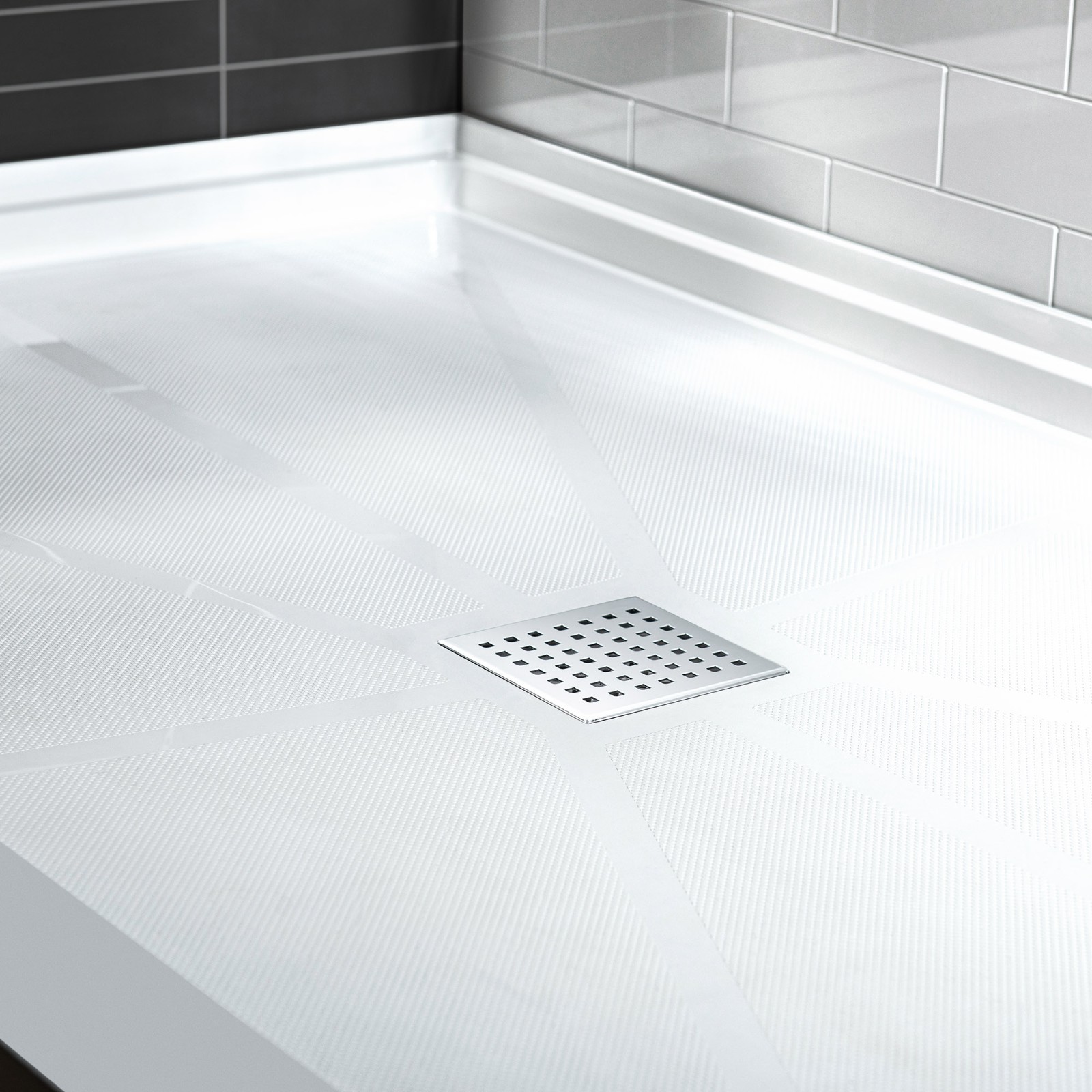  WOODBRIDGE SBR6032-1000C-CH SolidSurface Shower Base with Recessed Trench Side Including  Chrome Linear Cover, 60