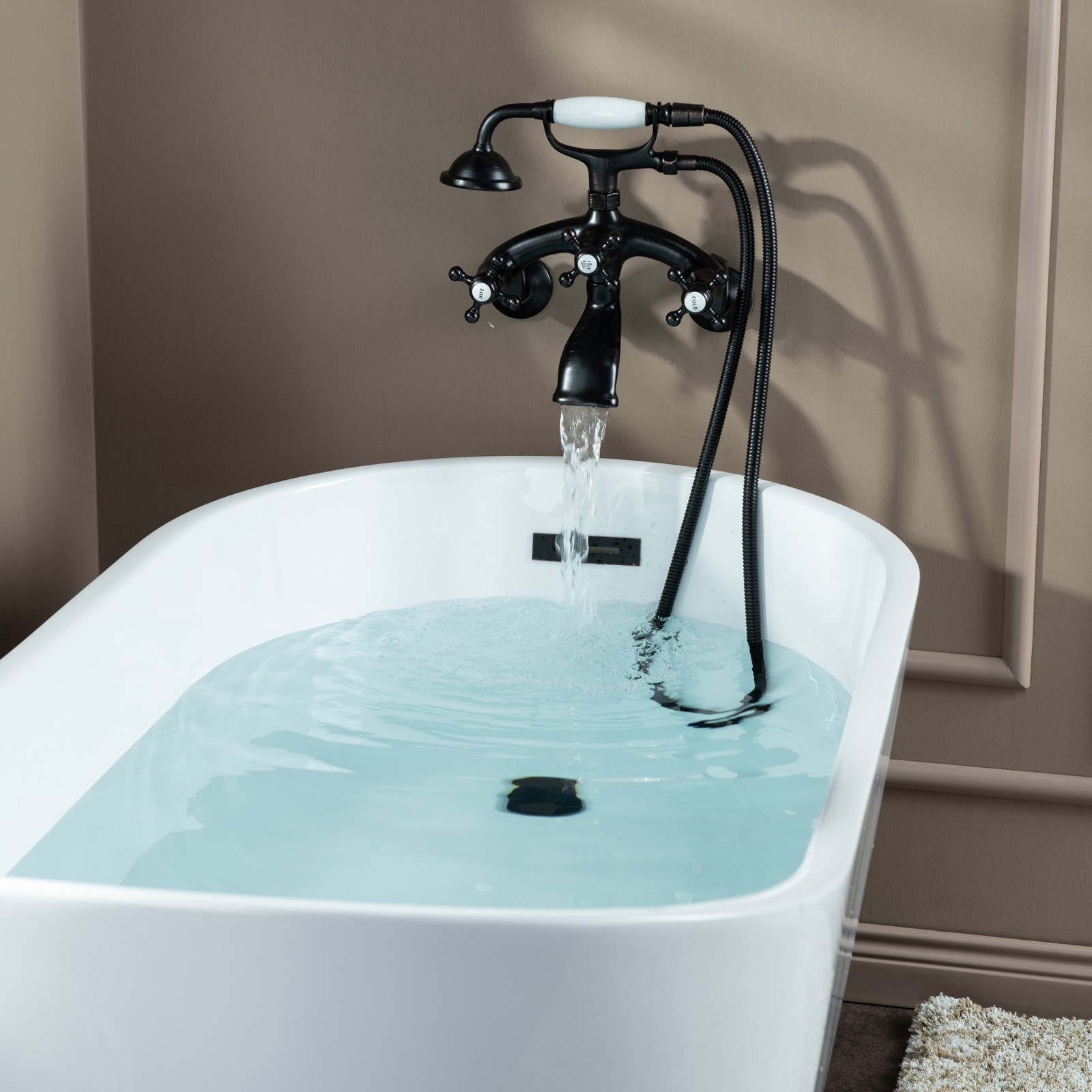  WOODBRIDGE F0033ORB Dual Mounting Clawfoot Tub Filler Faucet with Hand Shower and Hose in Oil Rubbed Bronze_771