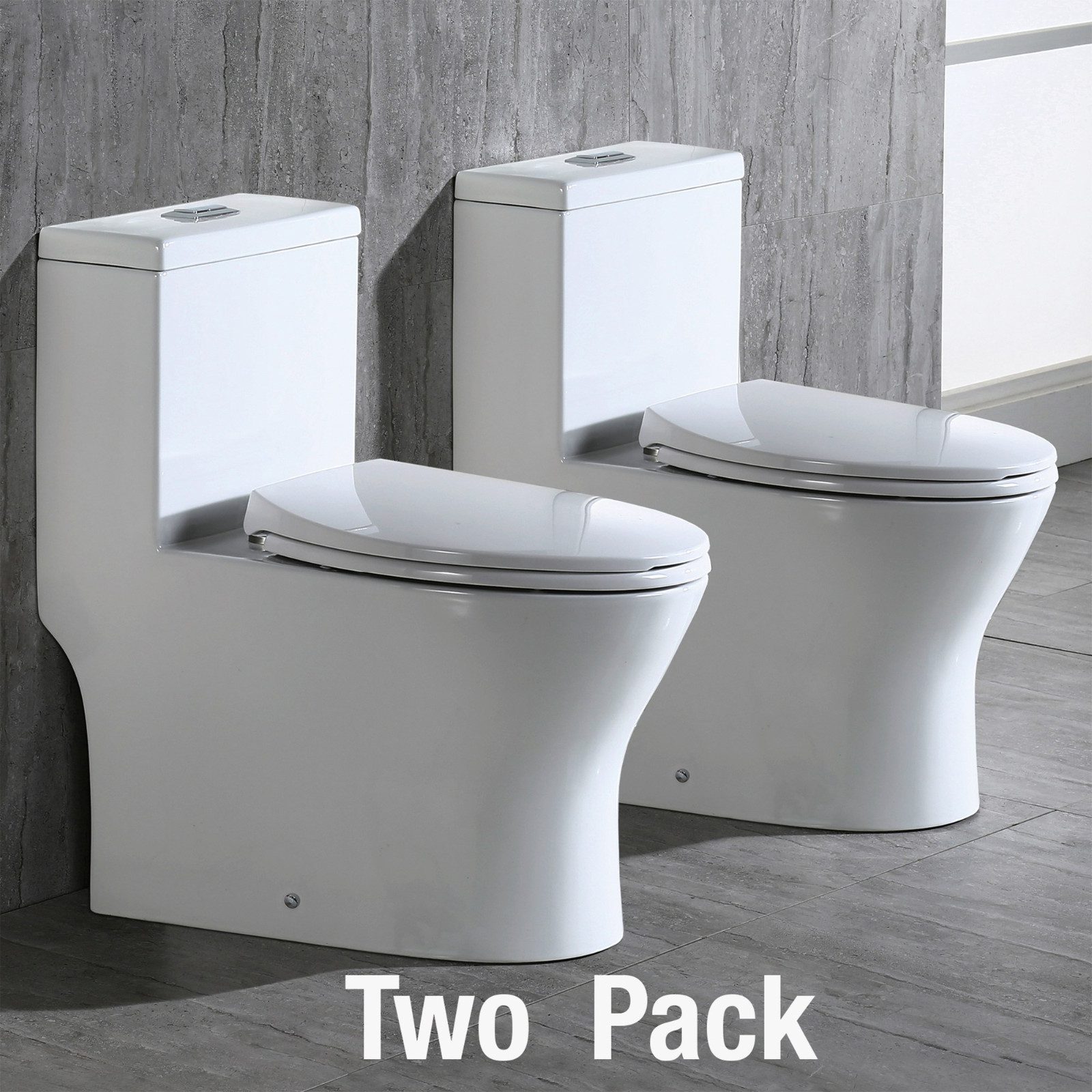  WOODBRIDGE Moder Design, Elongated One piece Toilet Dual flush 1.0/1.6 GPF,with Soft Closing Seat, white, T-0032(2 -Pack)_6467