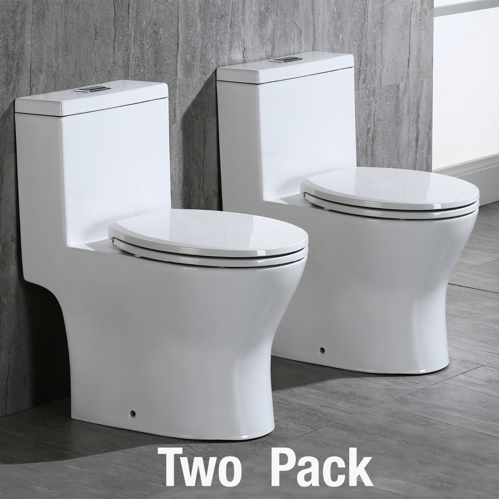  WOODBRIDGEBath T-0031 WOODBRIDGE T-0031 Short Compact Tiny One Piece Toilet with Soft Closing Seat, Small Toilet(2 -Pack)_6494