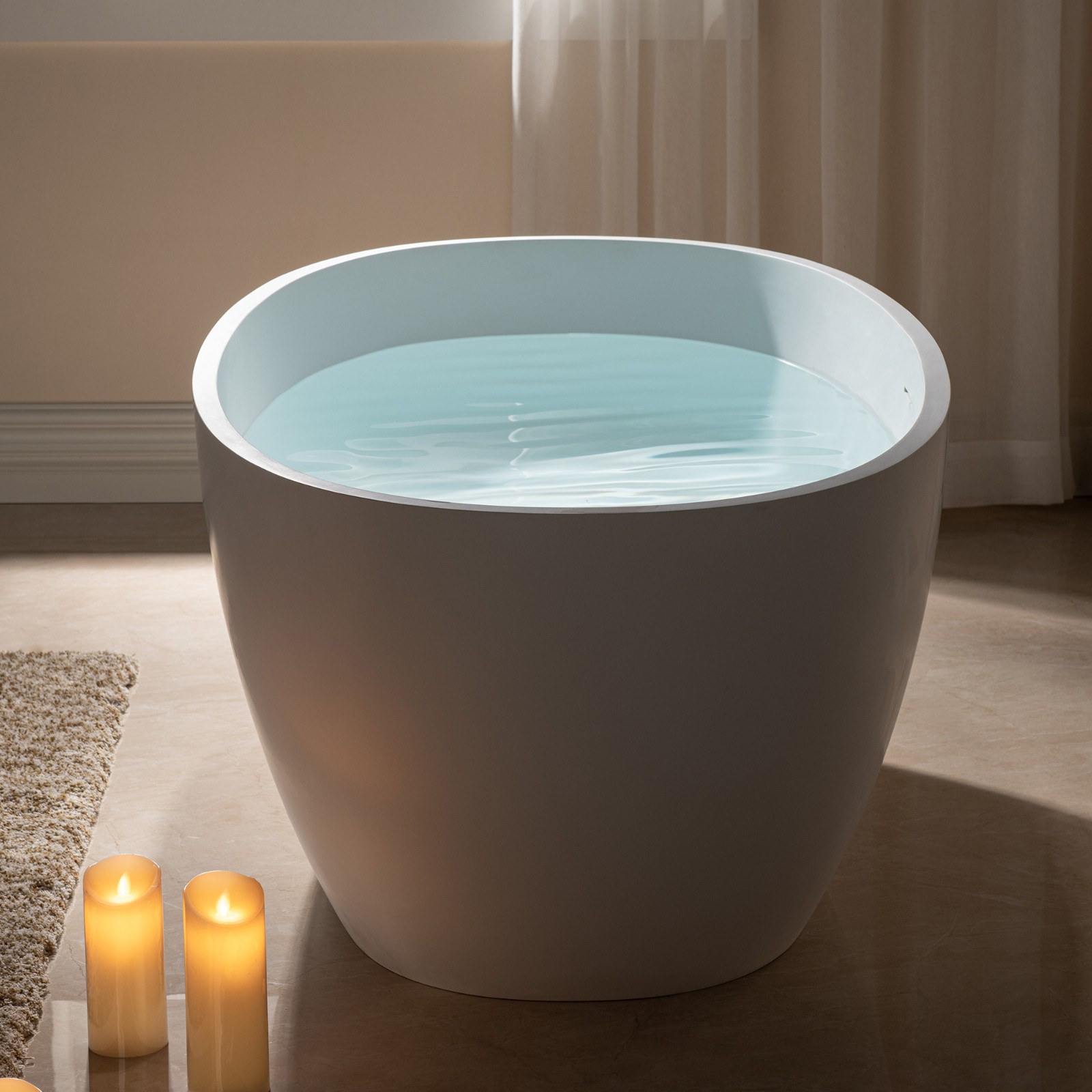  WOODBRIDGE 59 in. x 30.75 in. Luxury Contemporary Solid Surface Freestanding Bathtub in Matte White_619