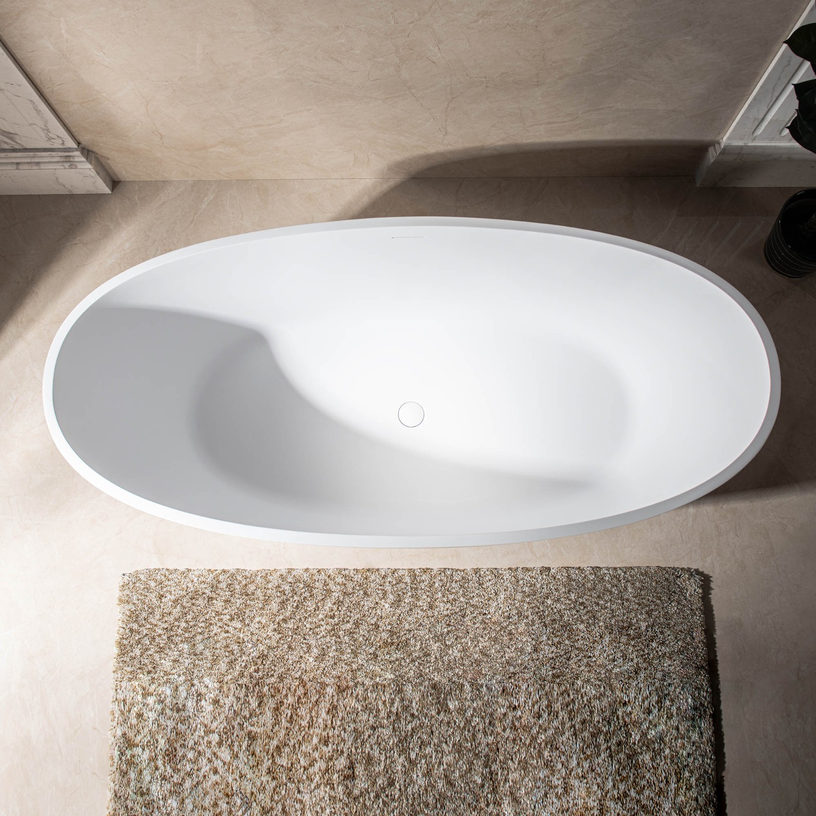  WOODBRIDGE 67 in. x 30.75 in. Luxury Contemporary Solid Surface Freestanding Bathtub in Matte White_598
