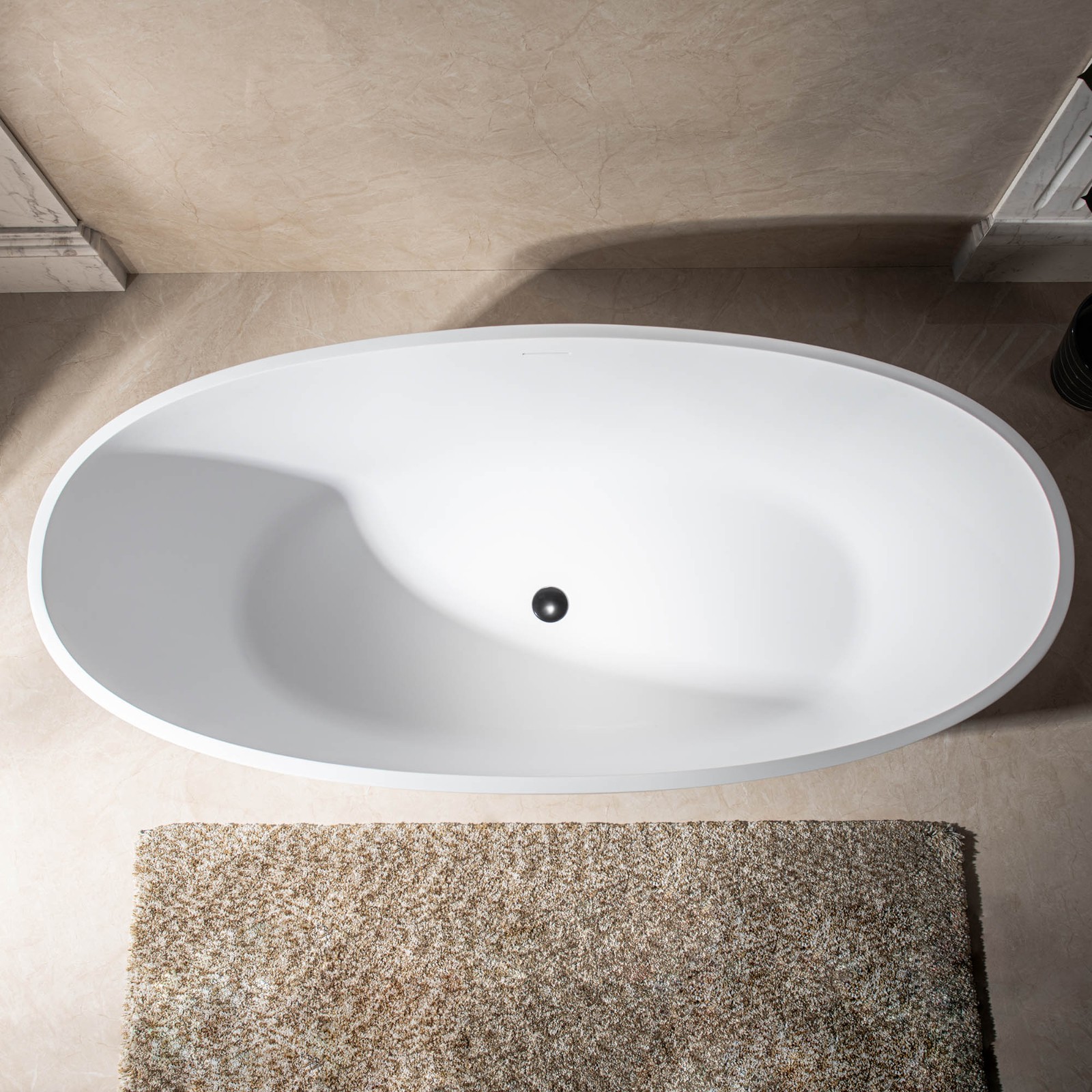  WOODBRIDGE 67 in. x 30.75 in. Luxury Contemporary Solid Surface Freestanding Bathtub in Matte White_599