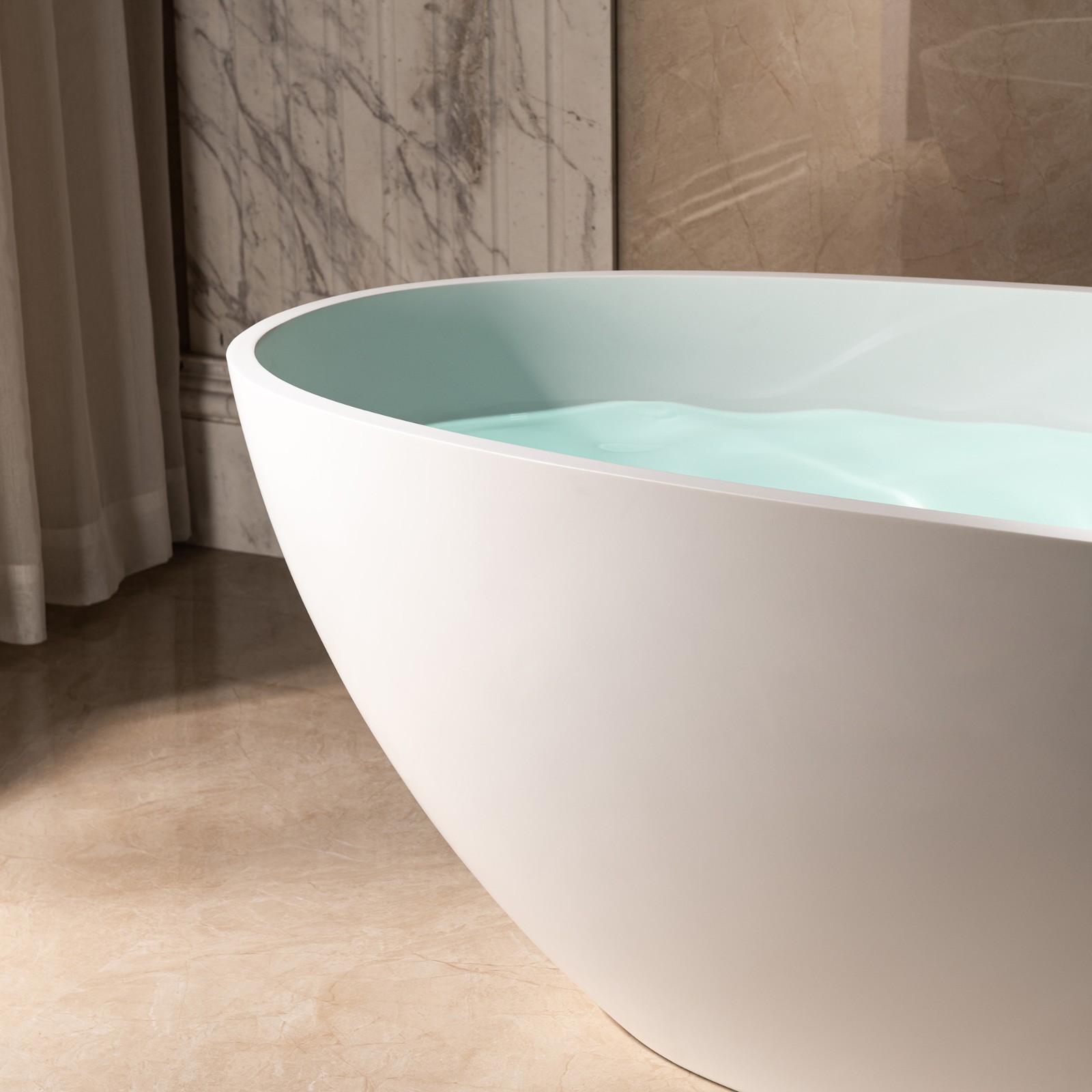  WOODBRIDGE 67 in. x 30.75 in. Luxury Contemporary Solid Surface Freestanding Bathtub in Matte White_606