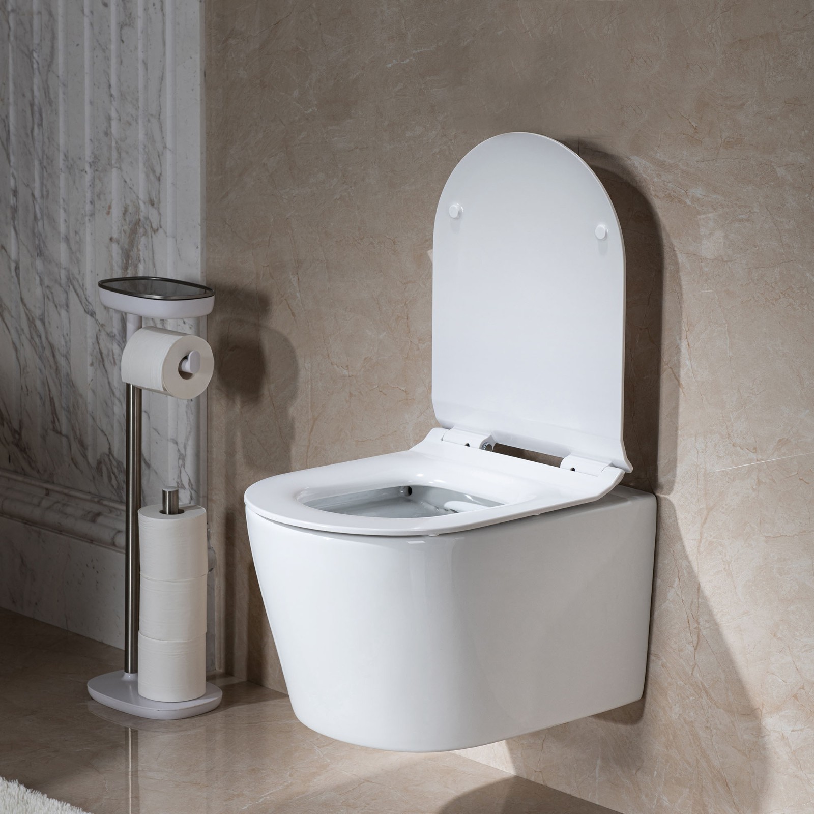  WOODBRIDGE Wall Hung 1.60 GPF/0.8 GPF Dual Flush Elongated Toilet Bowl in White, F0130_586
