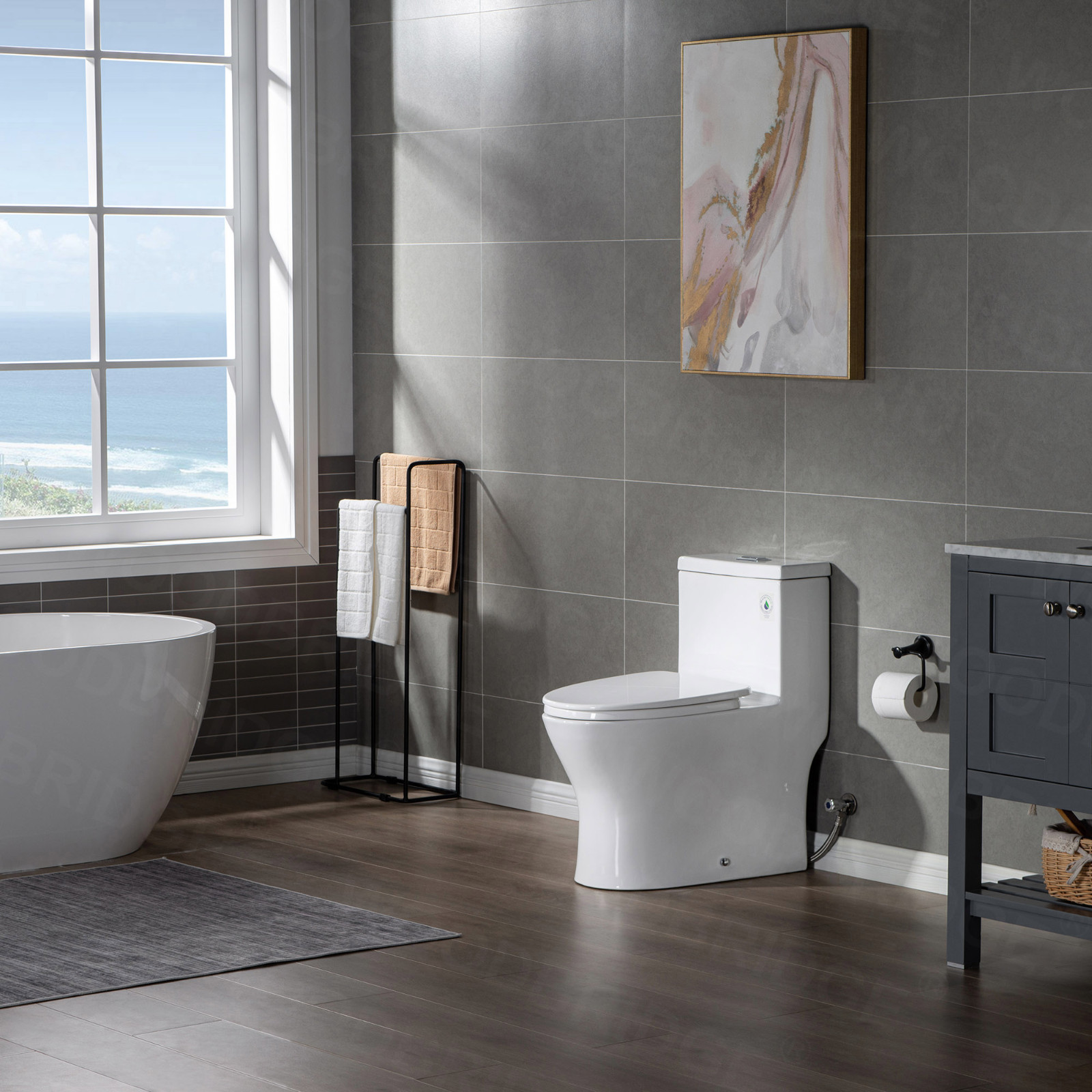  WOODBRIDGE Moder Design, Elongated One piece Toilet Dual flush 1.0/1.6 GPF,with Soft Closing Seat, white, T-0032_10785