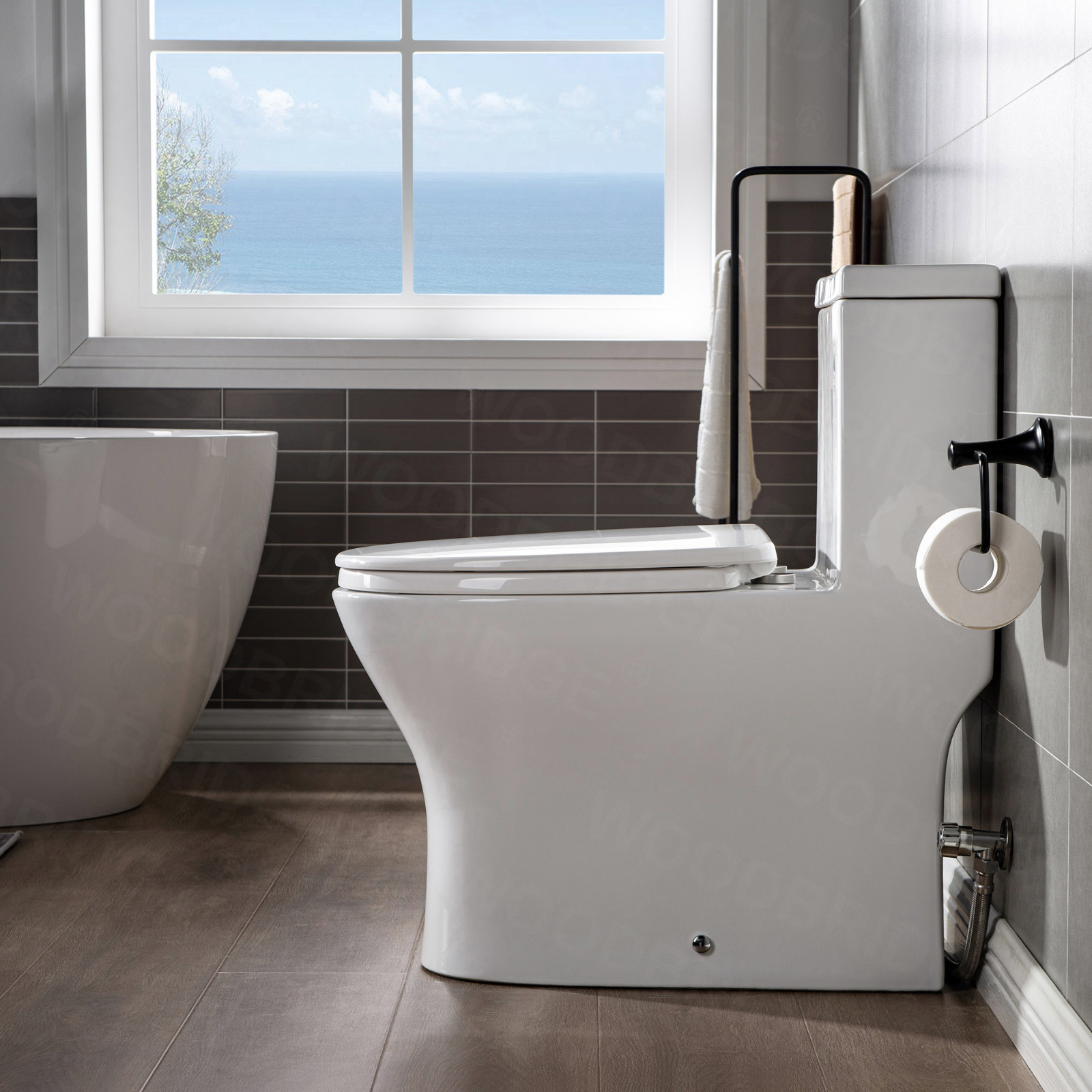  WOODBRIDGE Moder Design, Elongated One piece Toilet Dual flush 1.0/1.6 GPF,with Soft Closing Seat, white, T-0032_10786